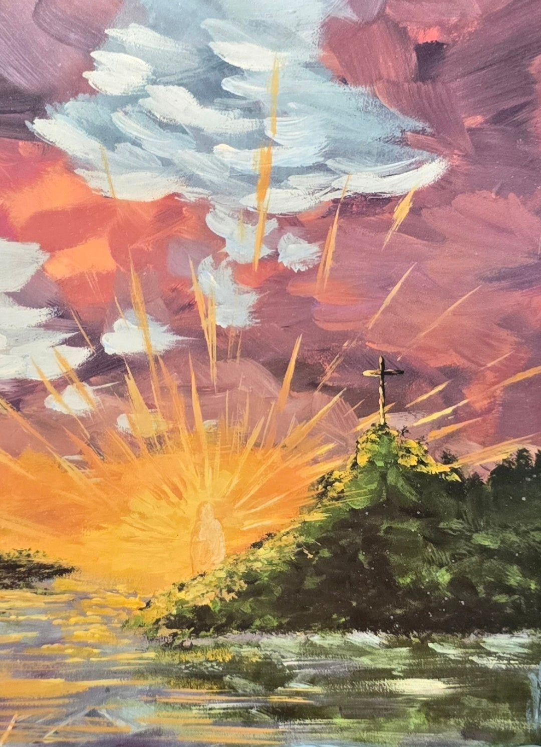 In My Weakness I Will Trust In Jesus. Art Print Inside Original Painted Wooden Frame.