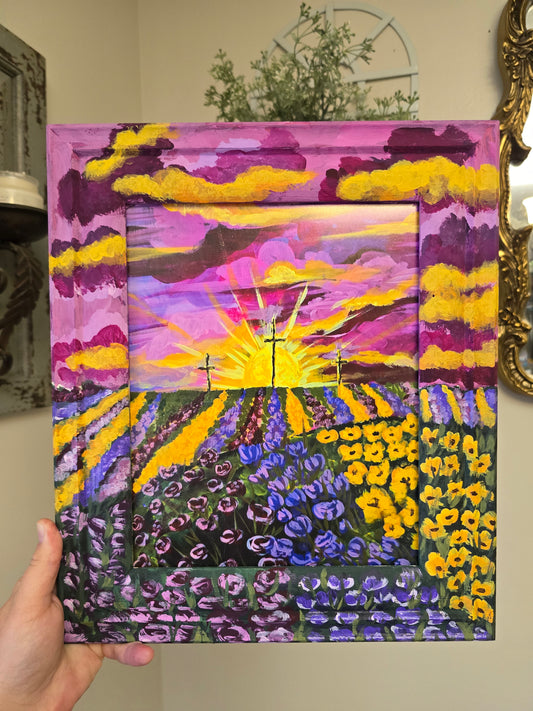 11.5x13.5in Fields Of Peace. Print Inside Original Wooden Painted Frame.