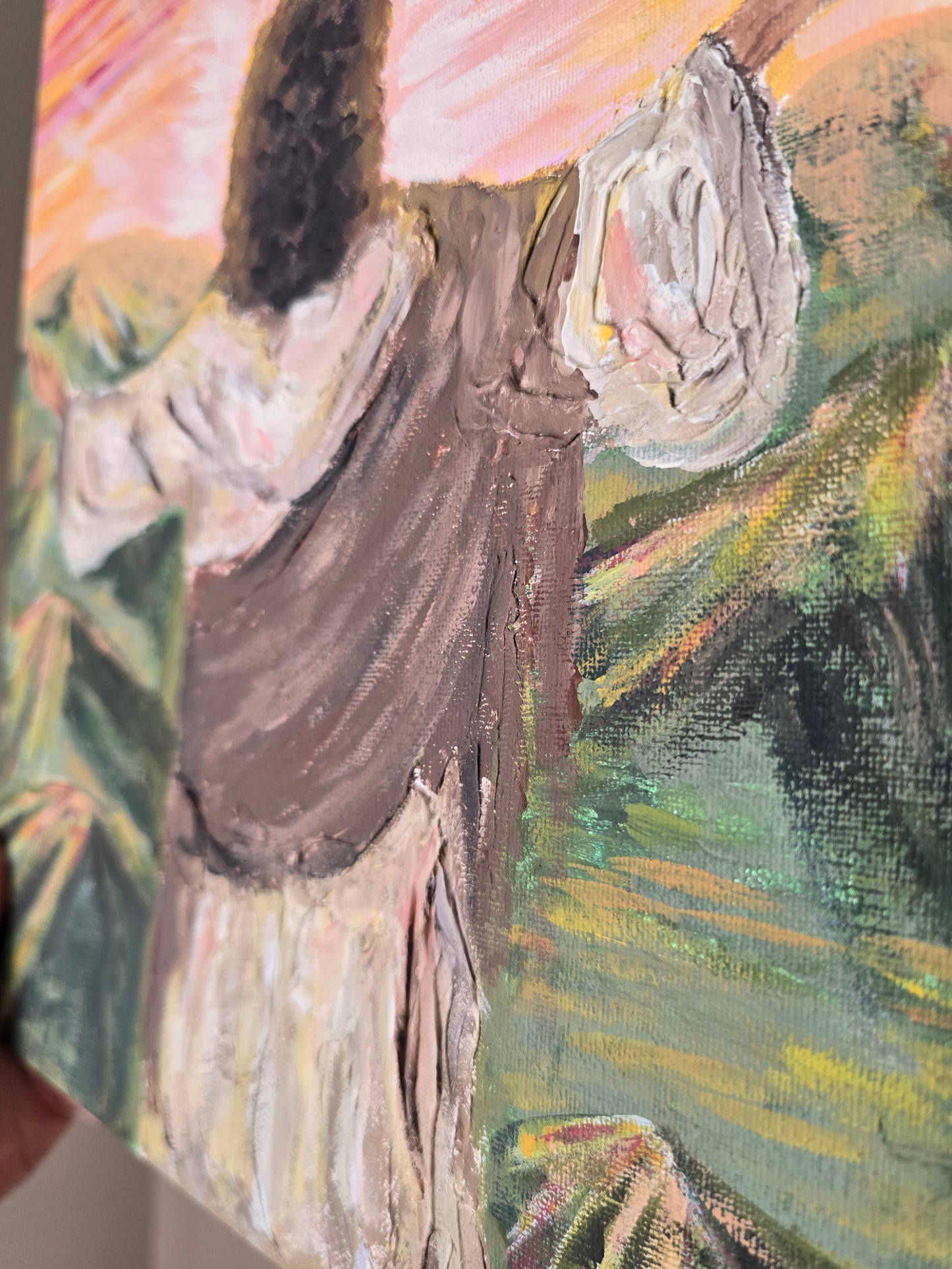 In The Beginning, God Created The Heavens and The Earth. Original Painted Textured Artwork.