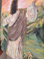 In The Beginning, God Created The Heavens and The Earth. Original Painted Textured Artwork.