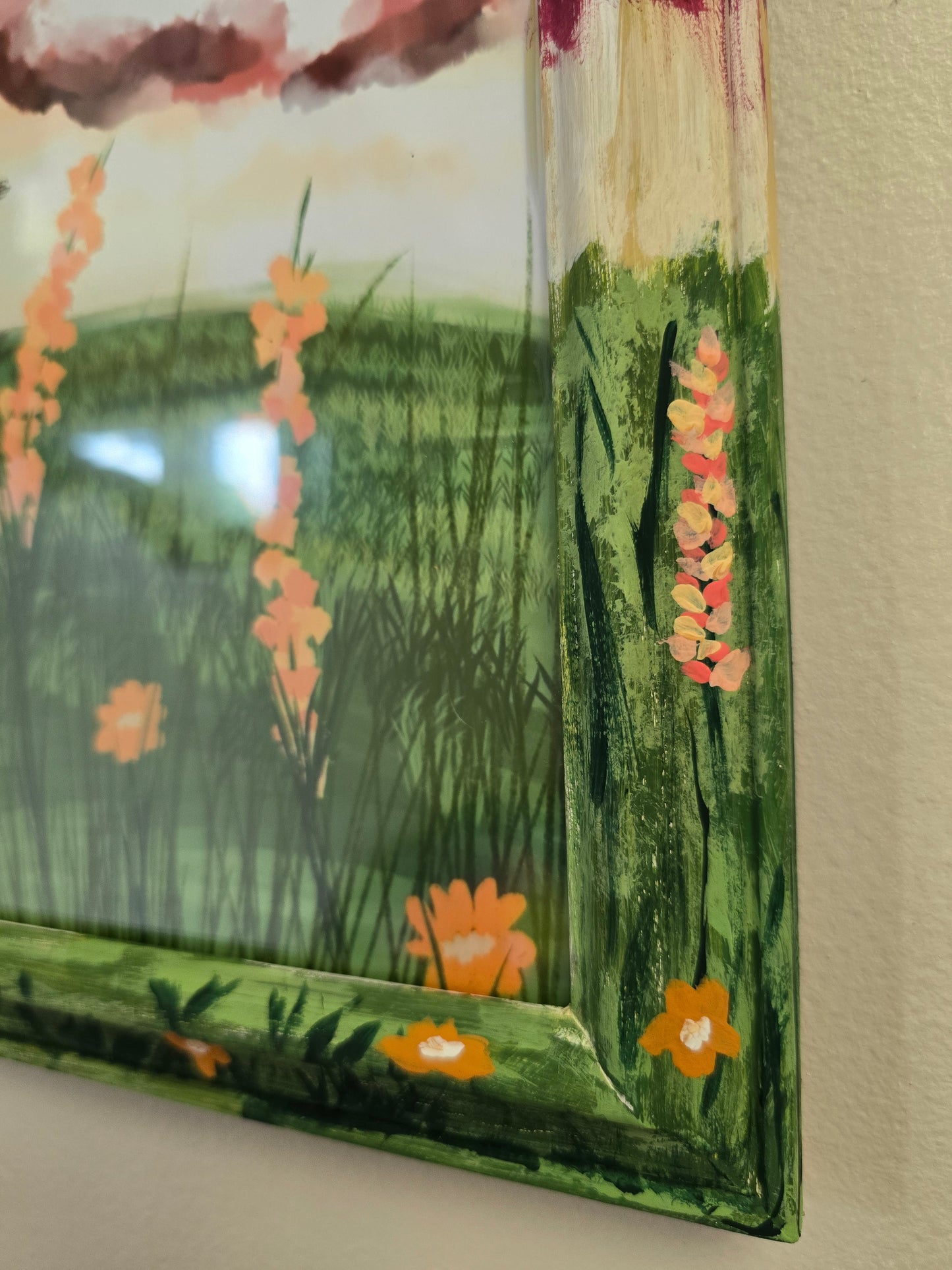 Consider How The Wildflowers Grow. Print In Painted Wooden Frame.