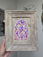 8x10in. Church Stained Glass. Original Painted Art. Canvas Inside Wooden Frame.