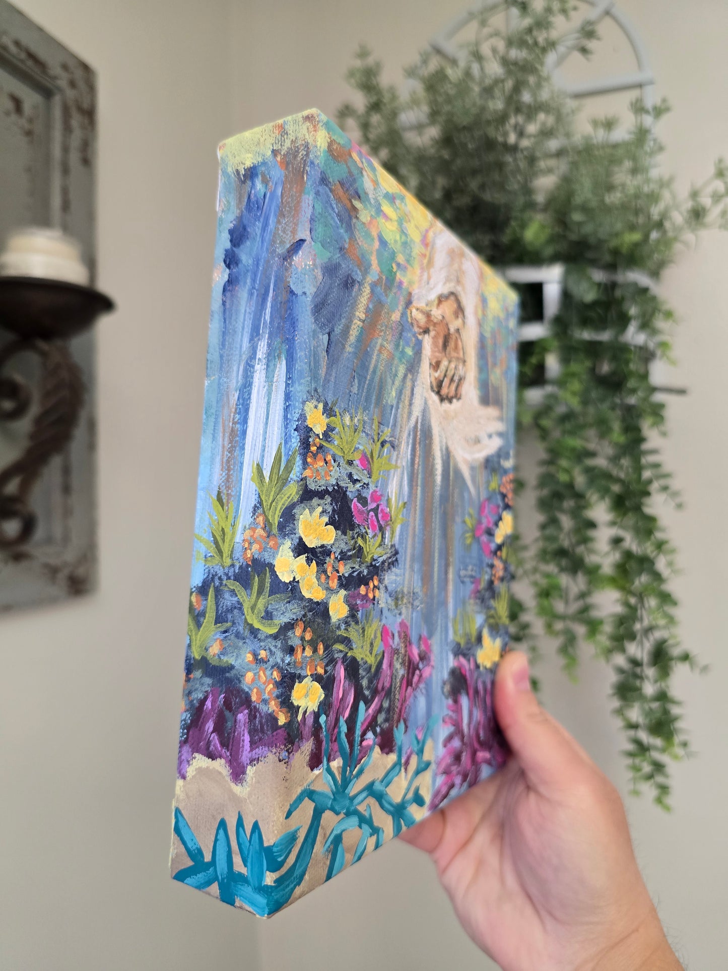6x8in Beauty At Rock Bottom. Original Painted Canvas Artwork.