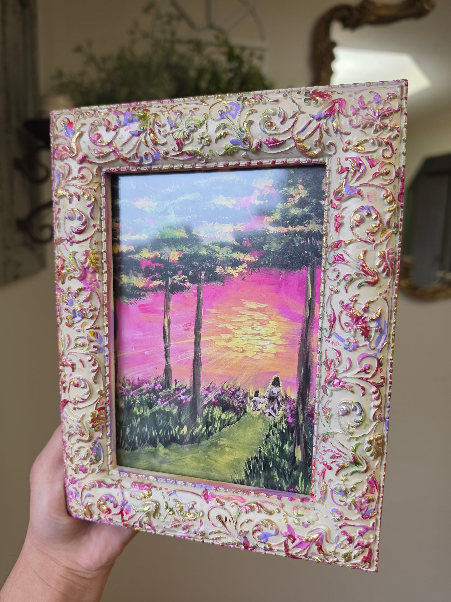 He Will Never Leave You. Print Inside Hand Painted Frame.