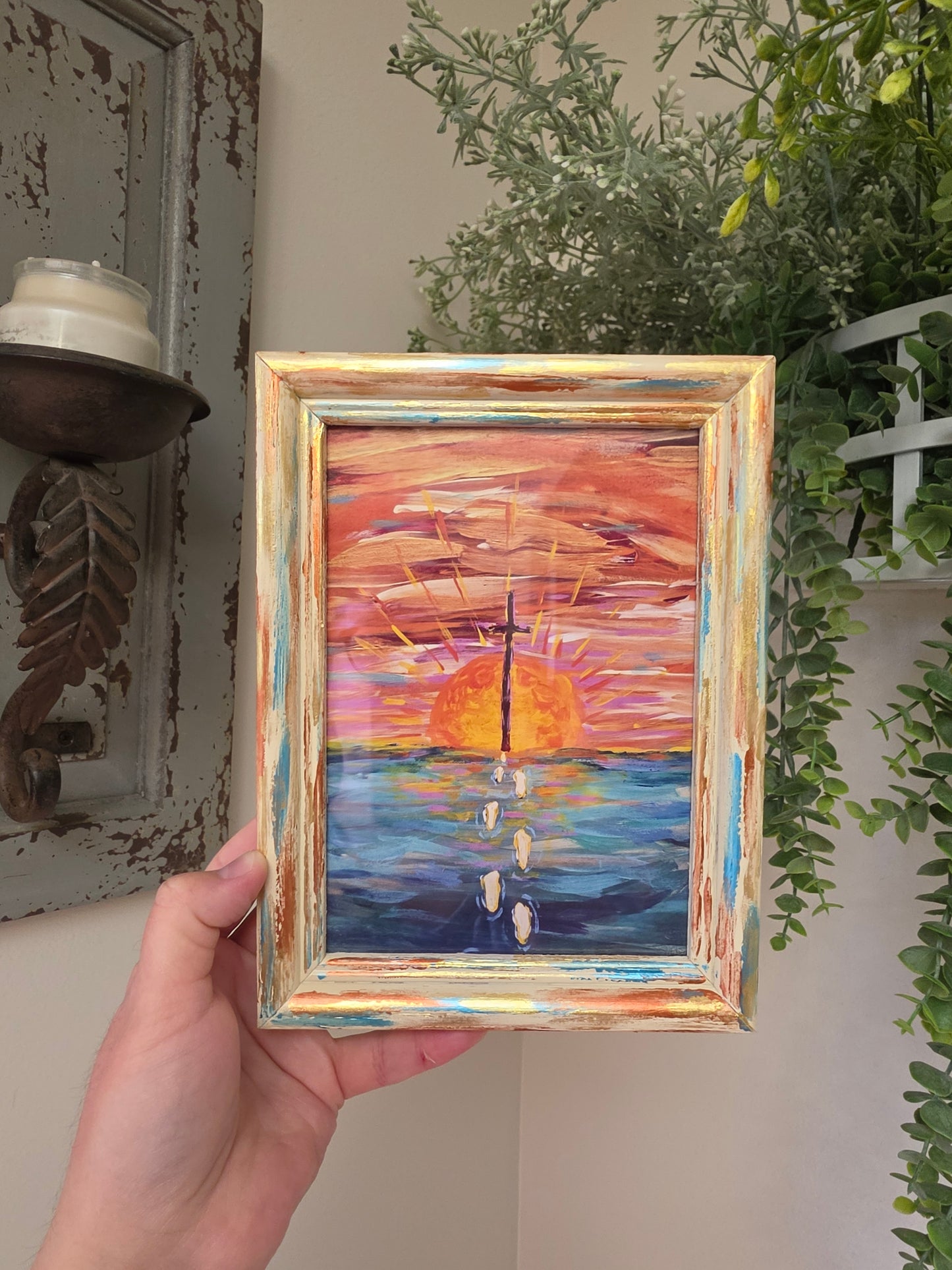 Selfless. Print Inside Hand Painted Frame.