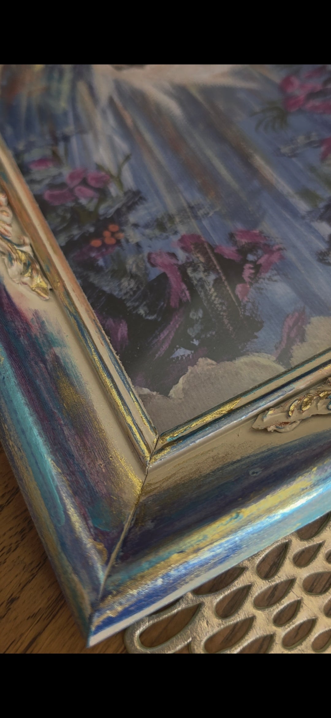 Beauty At Rock Bottom. Print Inside Handmade Painted Frame.