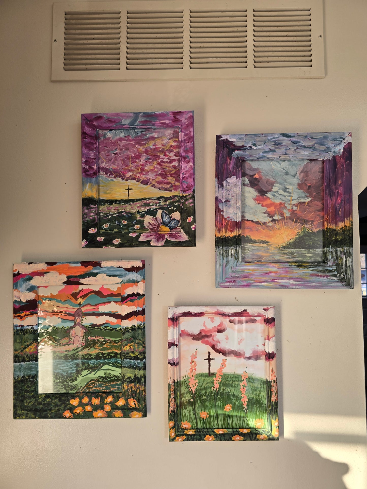 A Glorious Day. Art Print Inside Original Painted Wooden Frame.