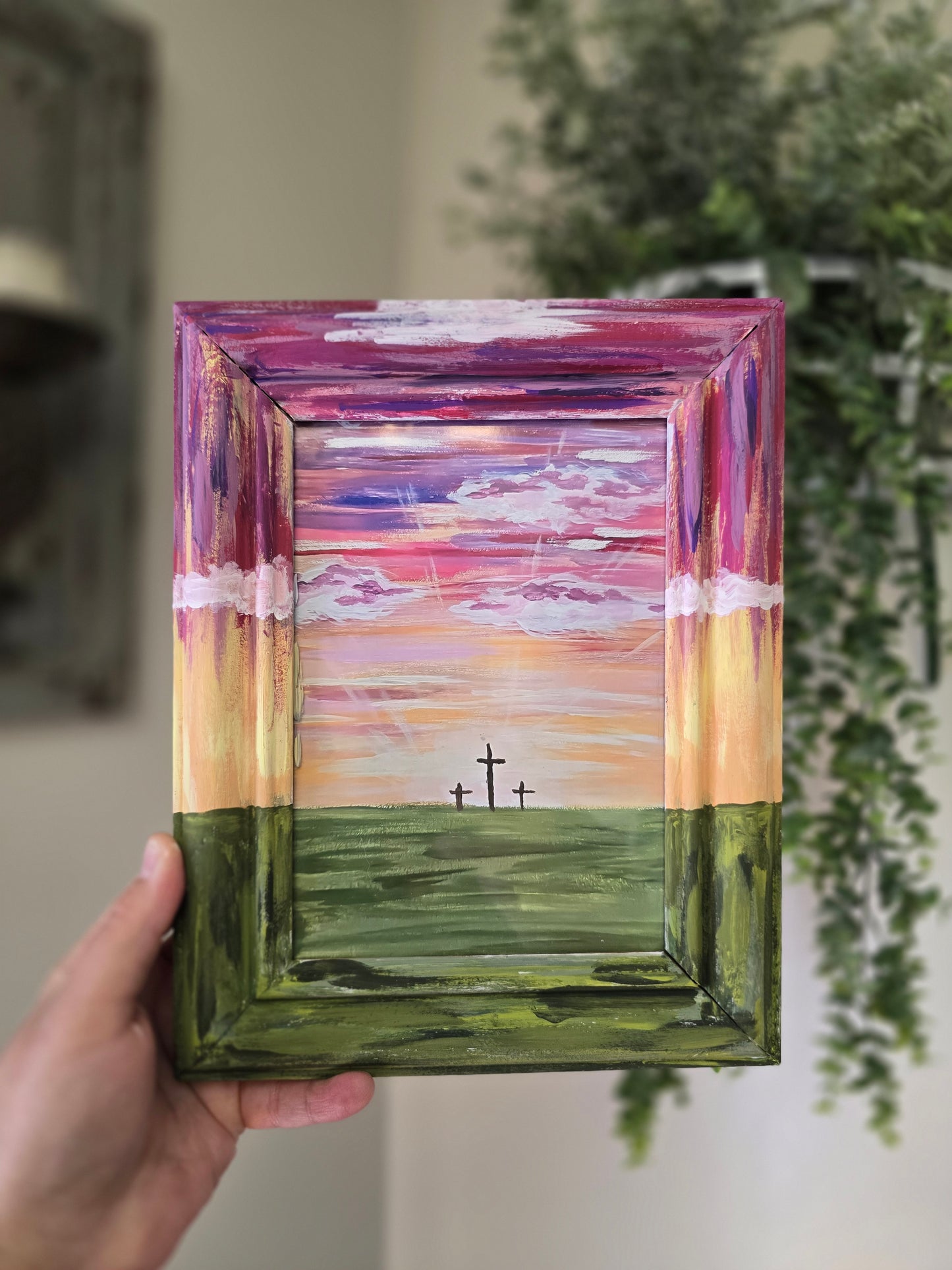 From Sunrise To Sunset His Name is To Be Praised. Print Inside Original Painted Frame.