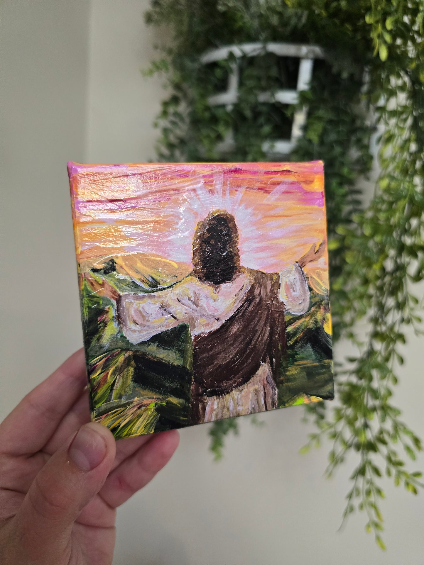 In The Beginning, God Created The Heavens and The Earth. Wrapped Canvas Mini Textured  Art Print.