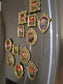 Mystery 1 Piece Magnet. Mini Golden Painted Framed, Textured Artwork Magnet.