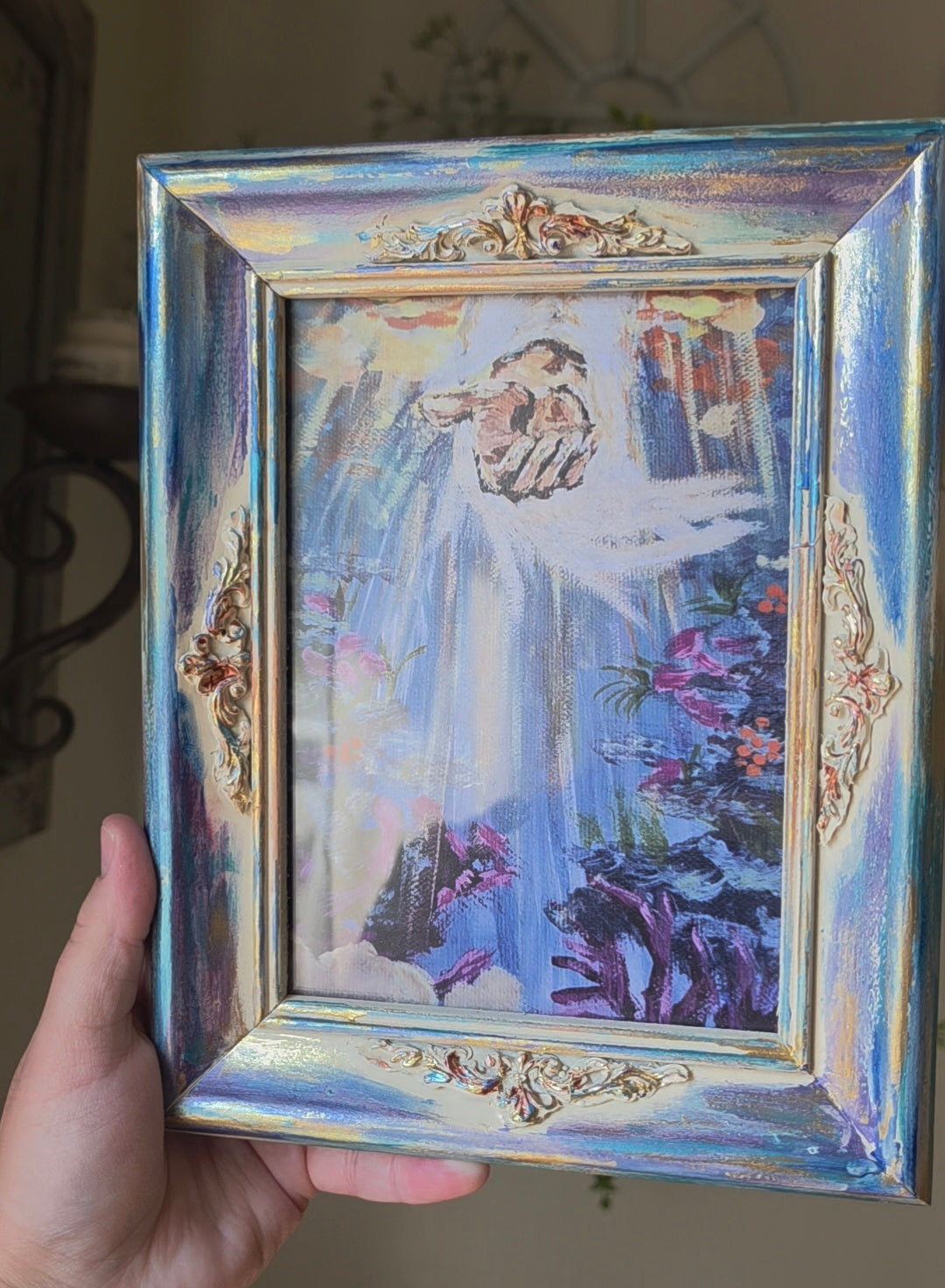 Beauty At Rock Bottom. Print Inside Handmade Painted Frame.