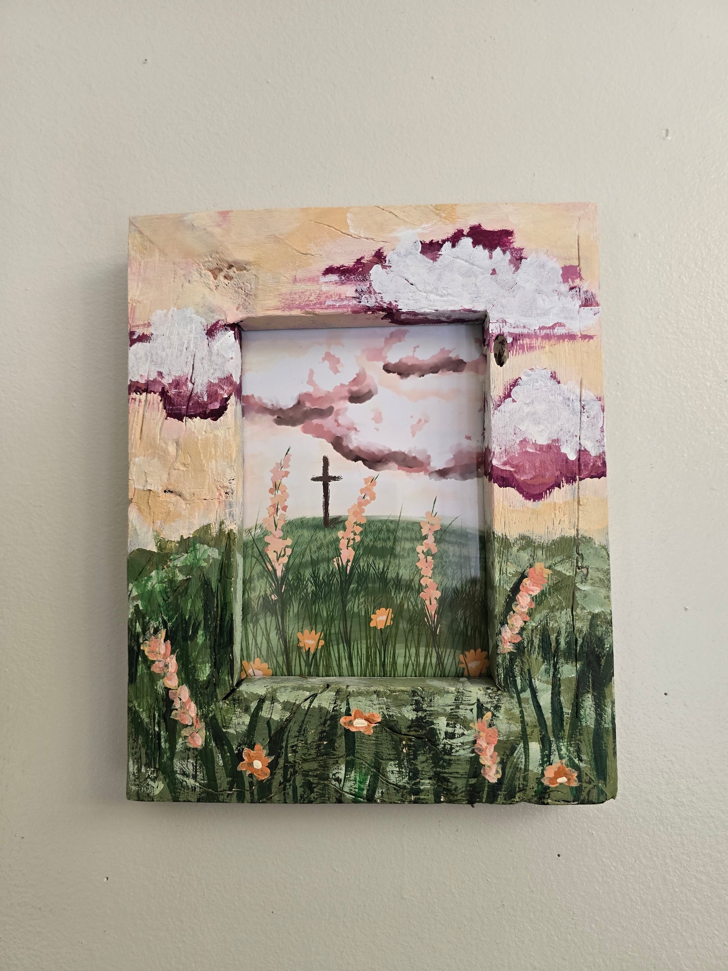 Consider The Wildflowers. Print Inside Original Painted Frame.
