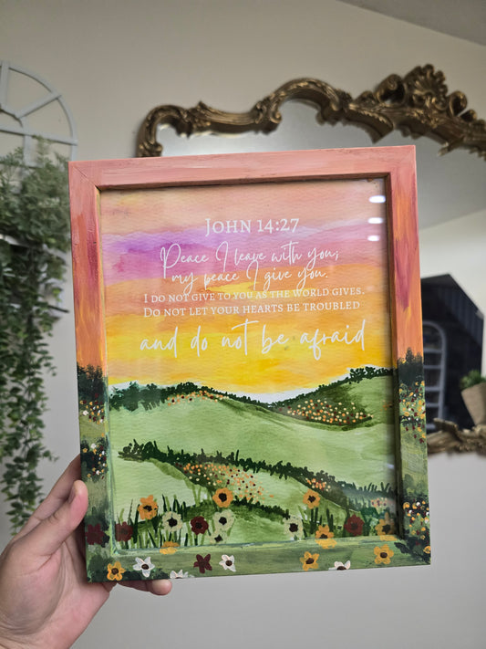 Peace I Give To You. Print Inside Painted Frame.