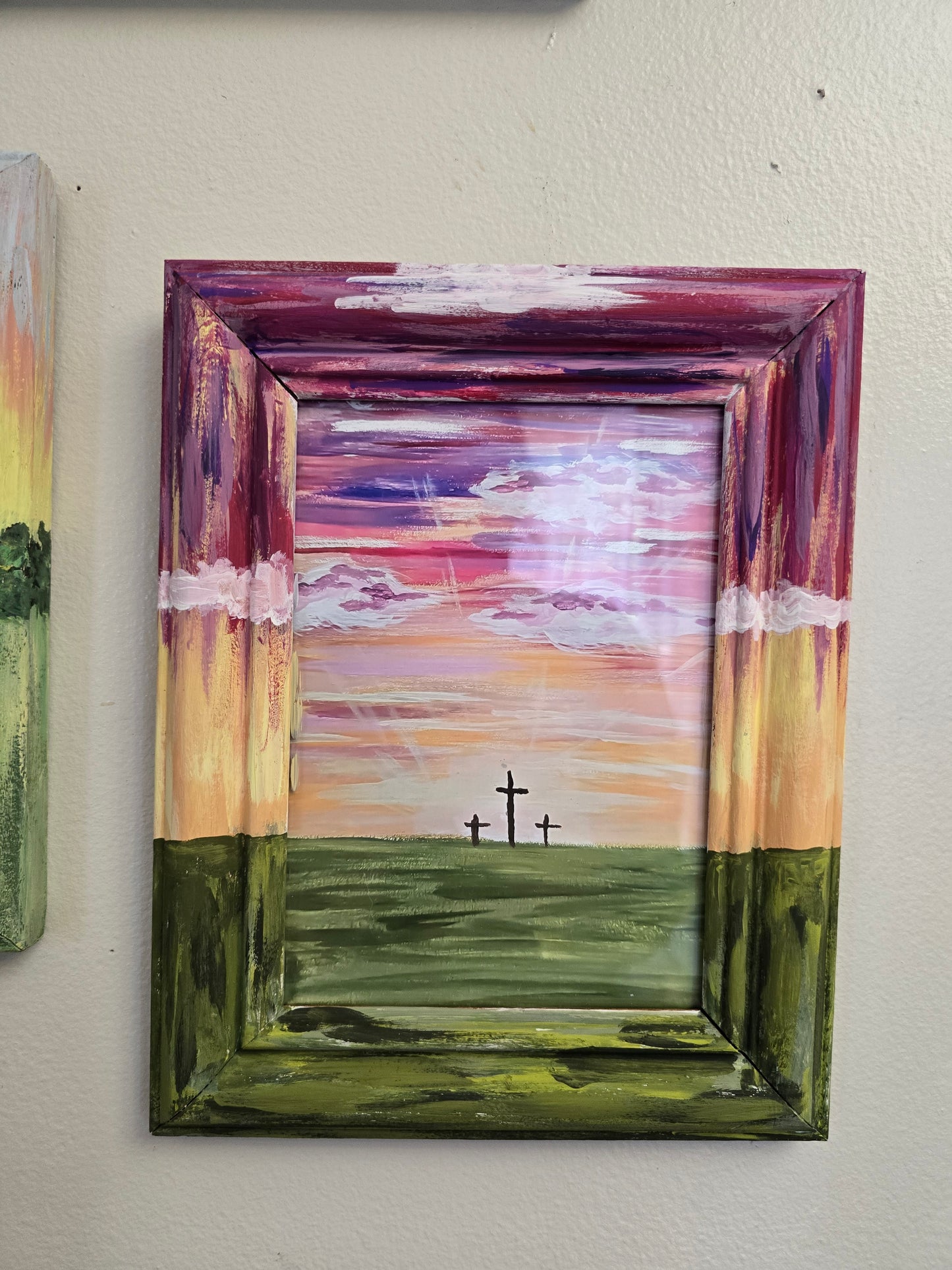 From Sunrise To Sunset His Name is To Be Praised. Print Inside Original Painted Frame.