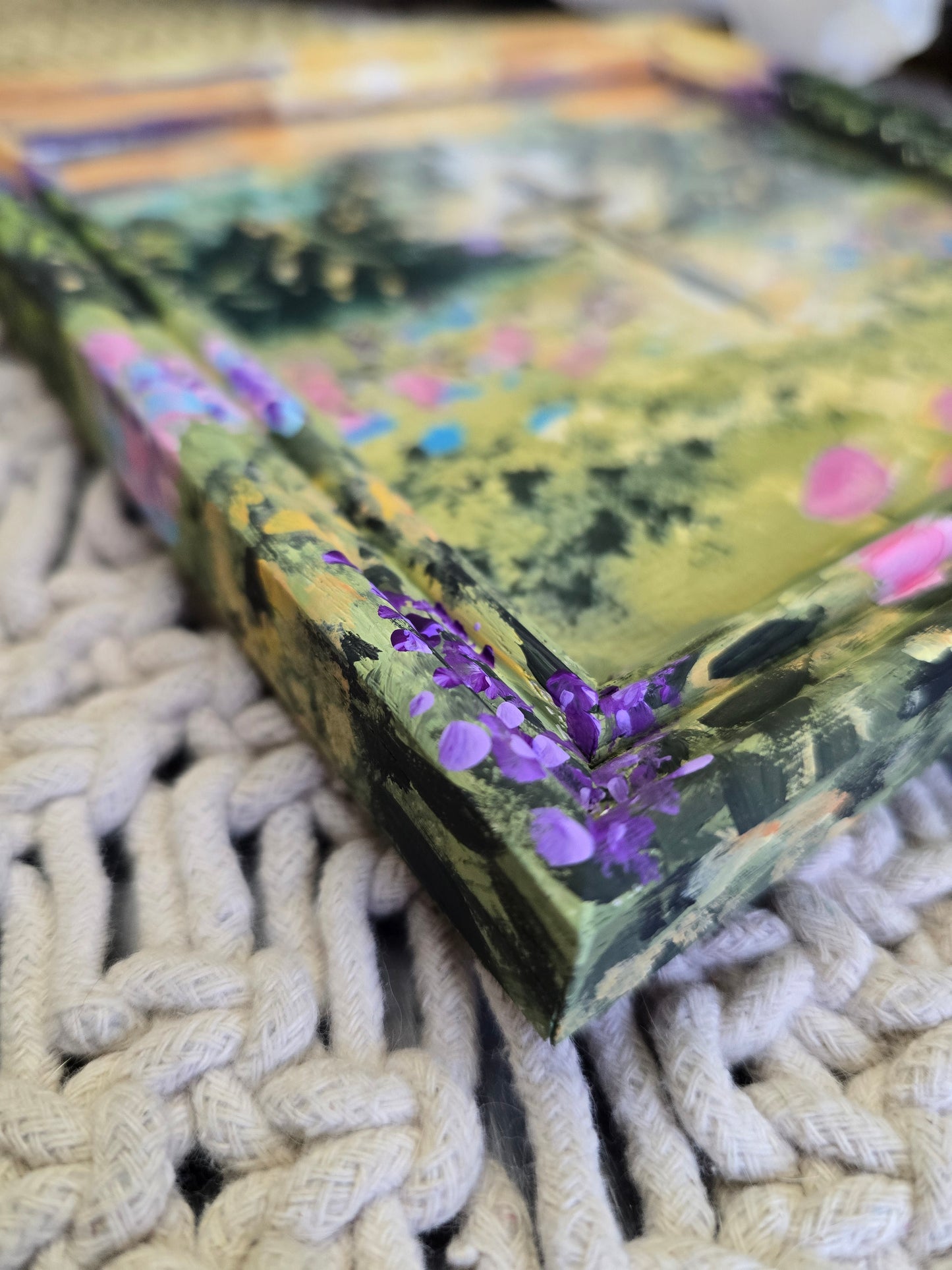 The Light Shines In The Darkness. Art Print Inside Original Painted Wooden Frame.