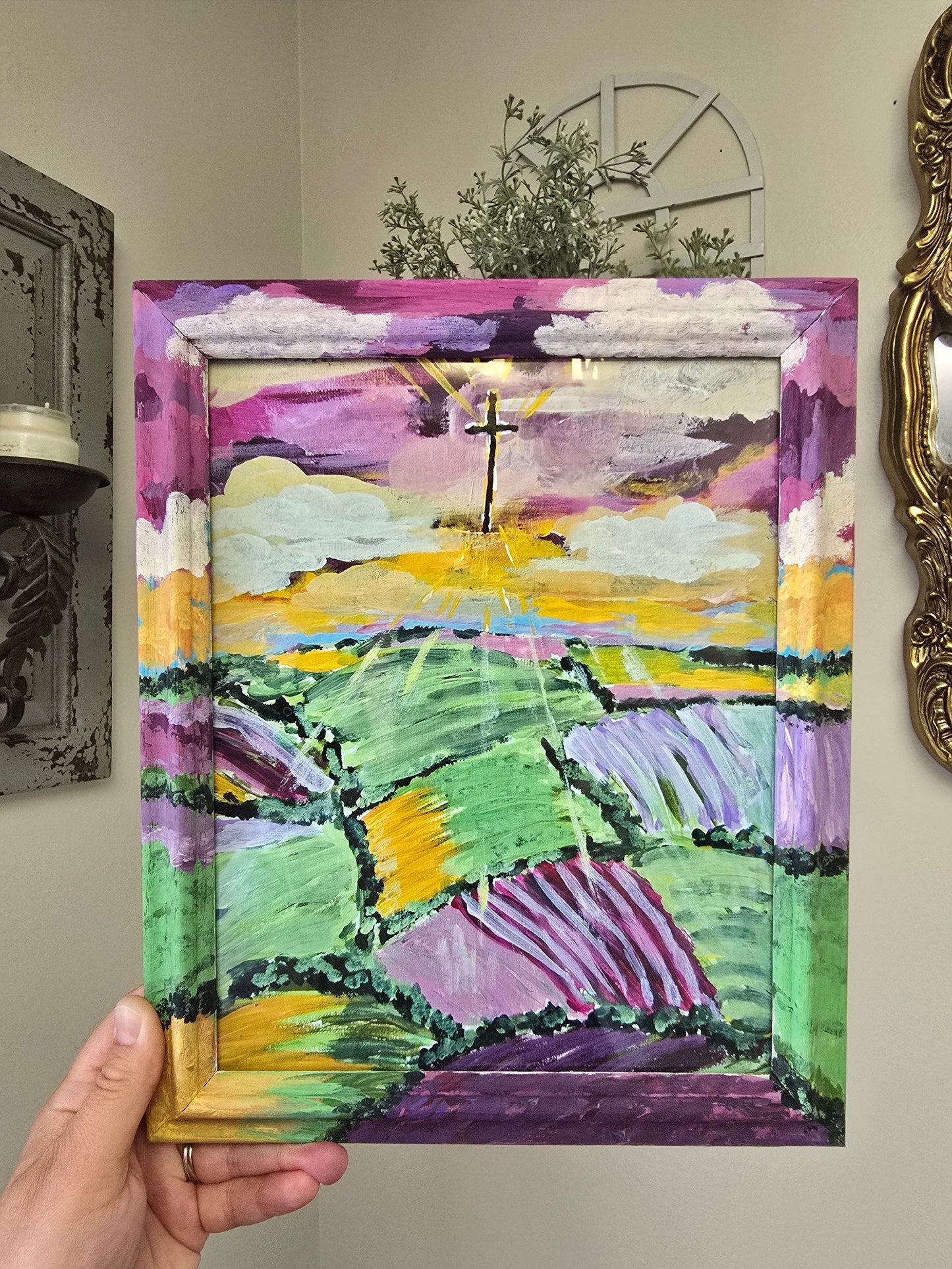 9.5x11.5in. Arise and Shine. Print Inside Orignal Painted Wooden Frame.