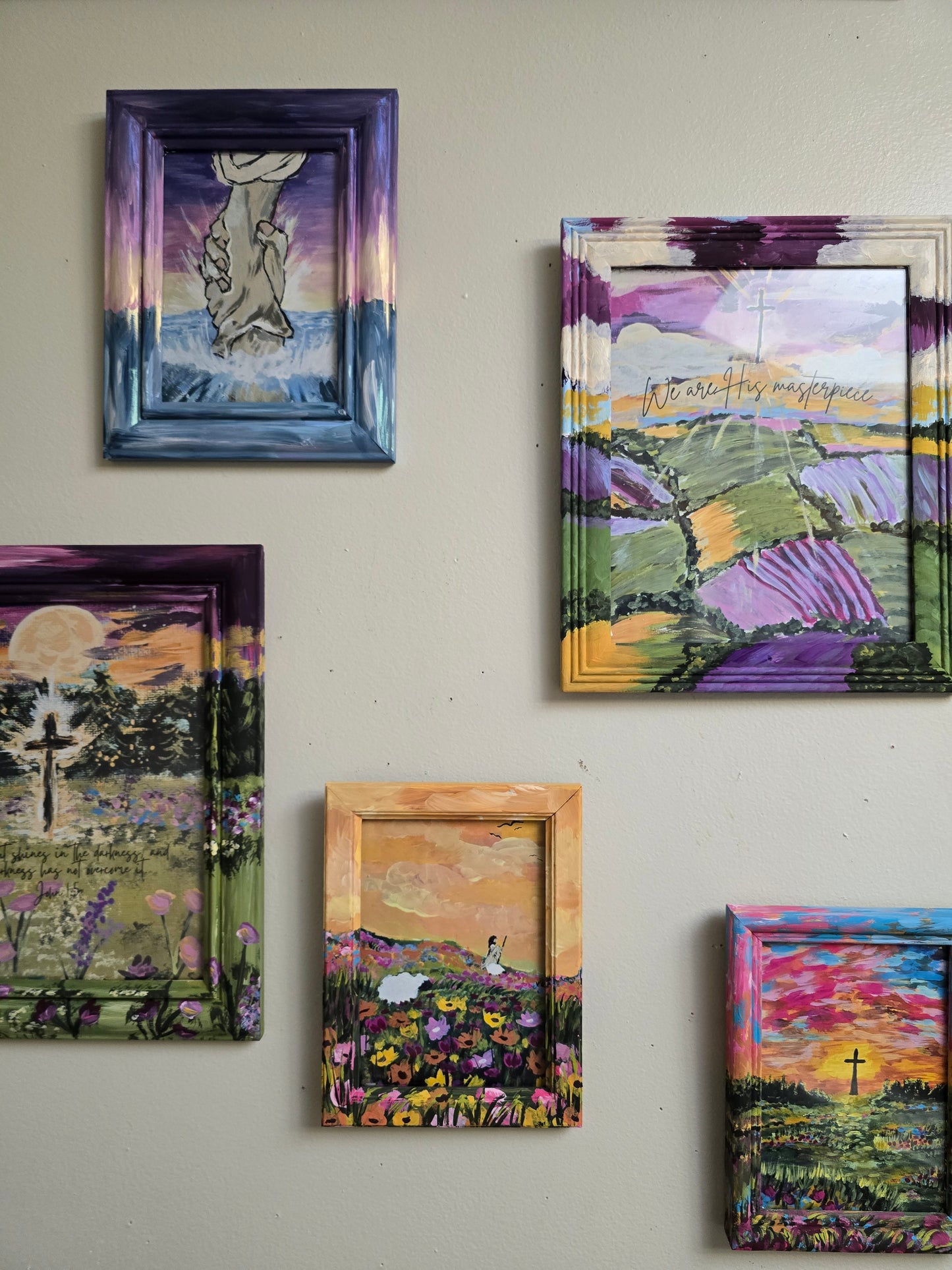 Follow Me. Art Print Inside Original Painted Wooden Frame.