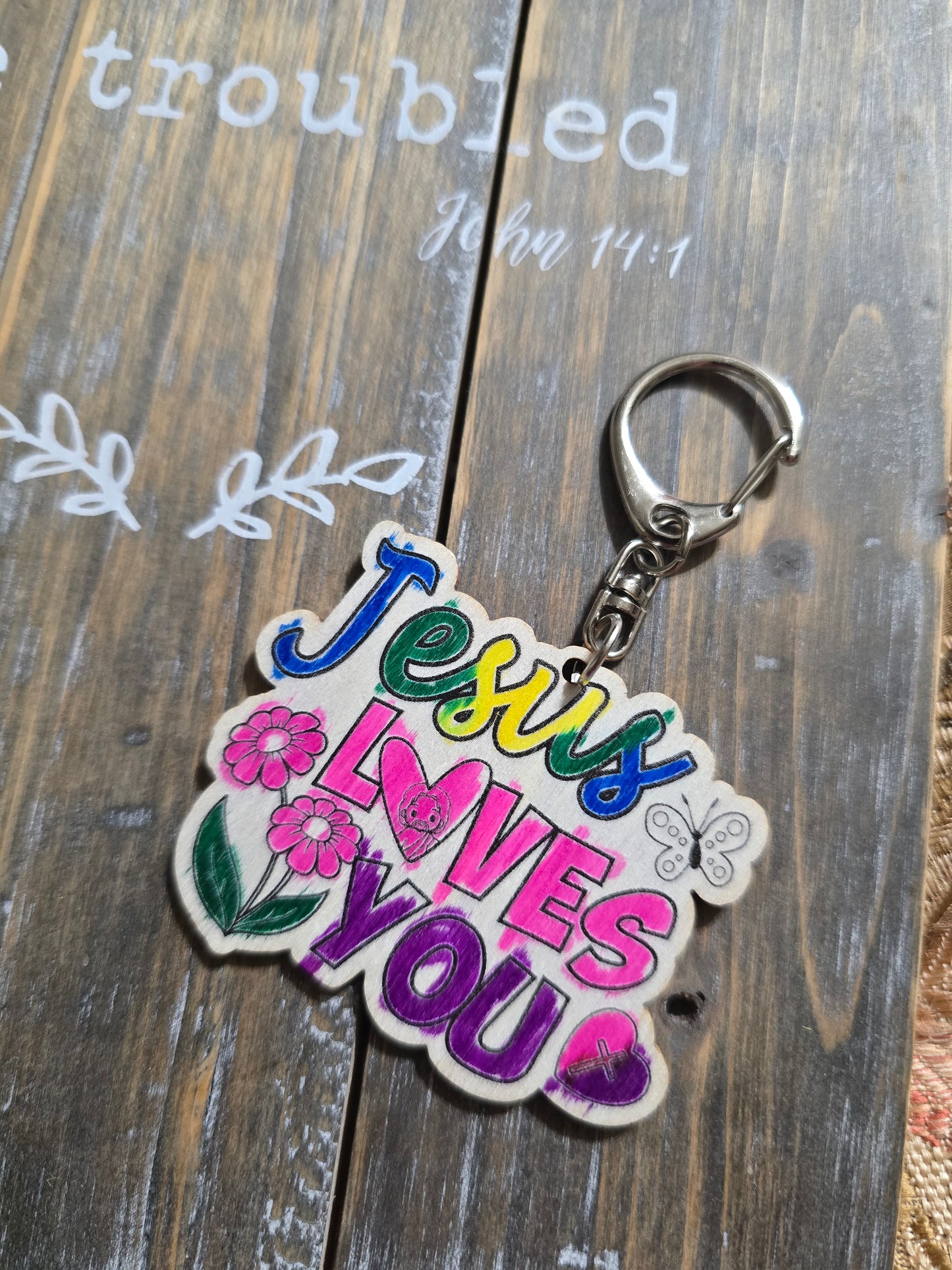 Jesus Loves You Keychain. Hand Drawn By Brantley.