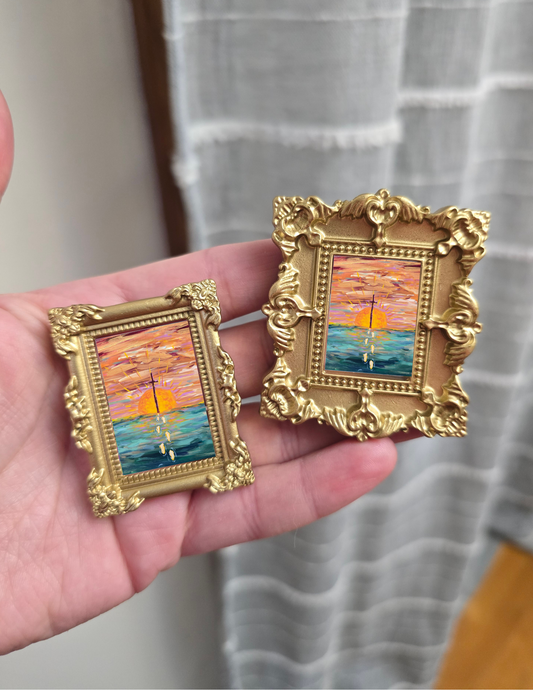 Mini Golden Painted Framed, Textured Artwork Magnet. READ DESCRIPTION.
