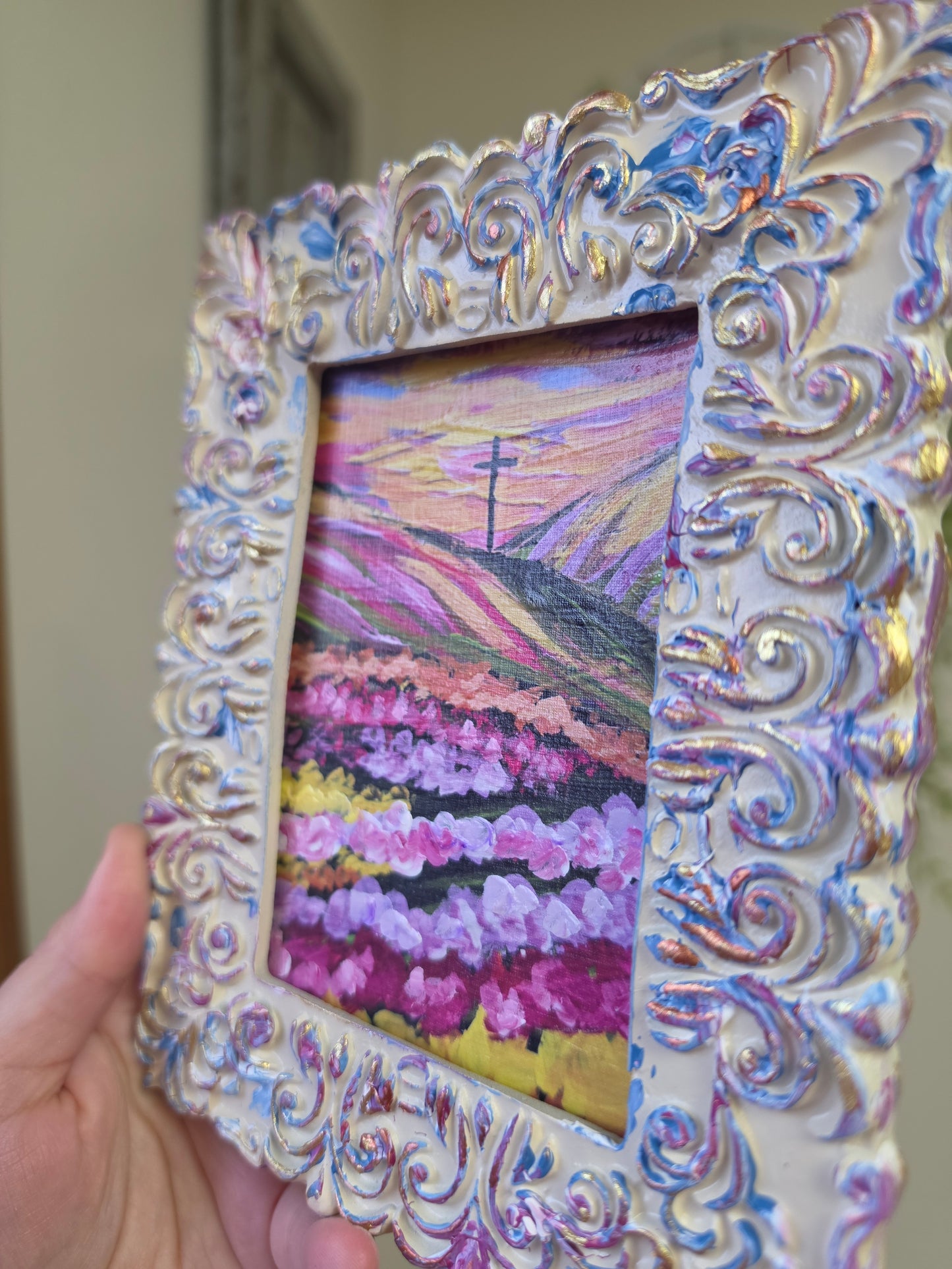 Come Near To God. He Will Come Near To You. Print Inside Hand Painted Frame.