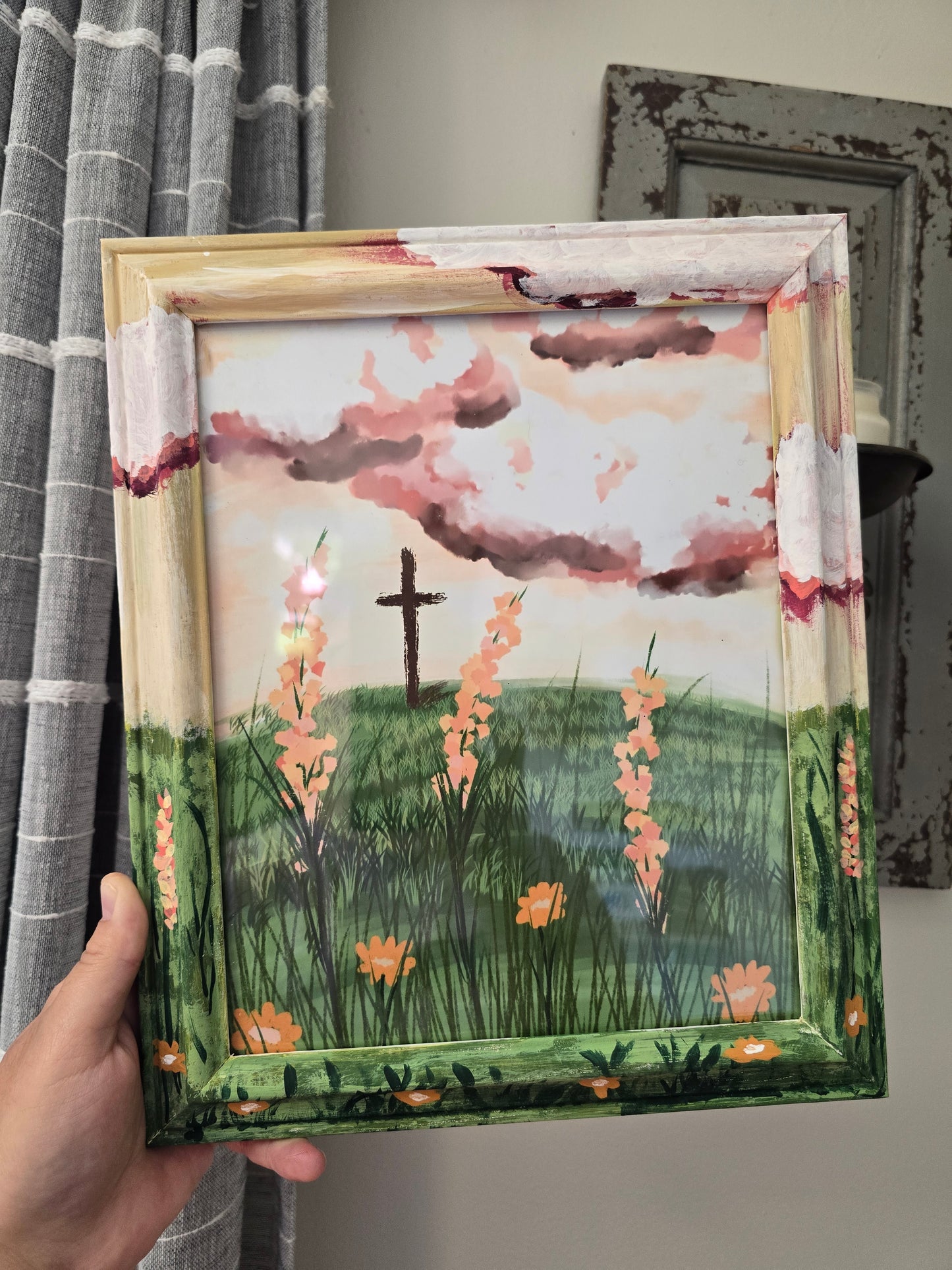 Consider How The Wildflowers Grow. Print In Painted Wooden Frame.