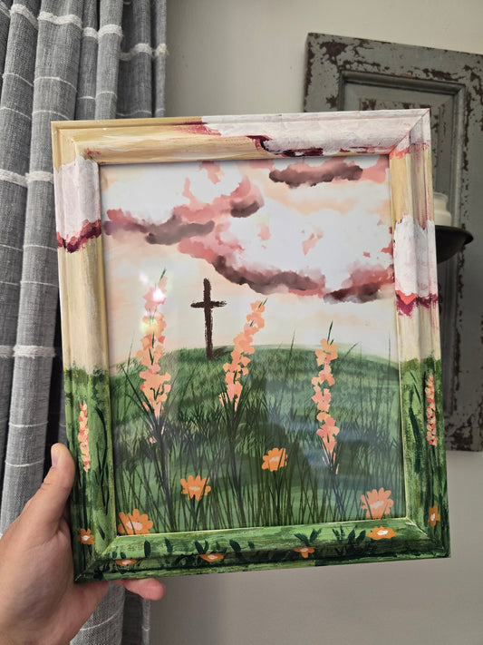 Consider How The Wildflowers Grow. Print In Painted Wooden Frame.