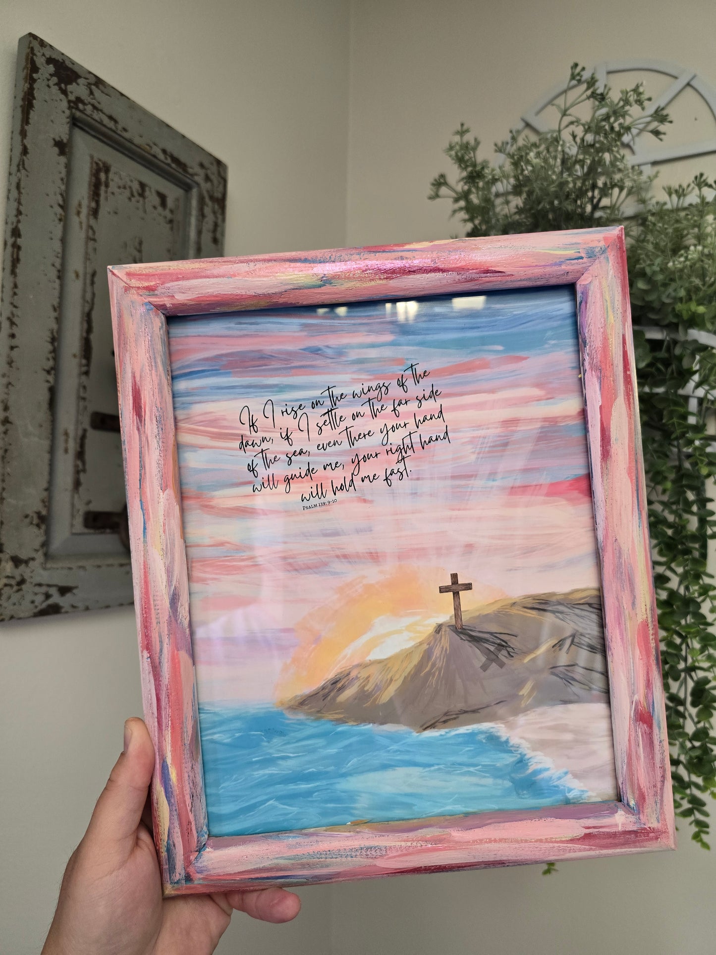 Your Hand Will Guide Me. Print In Painted Wooden Frame.