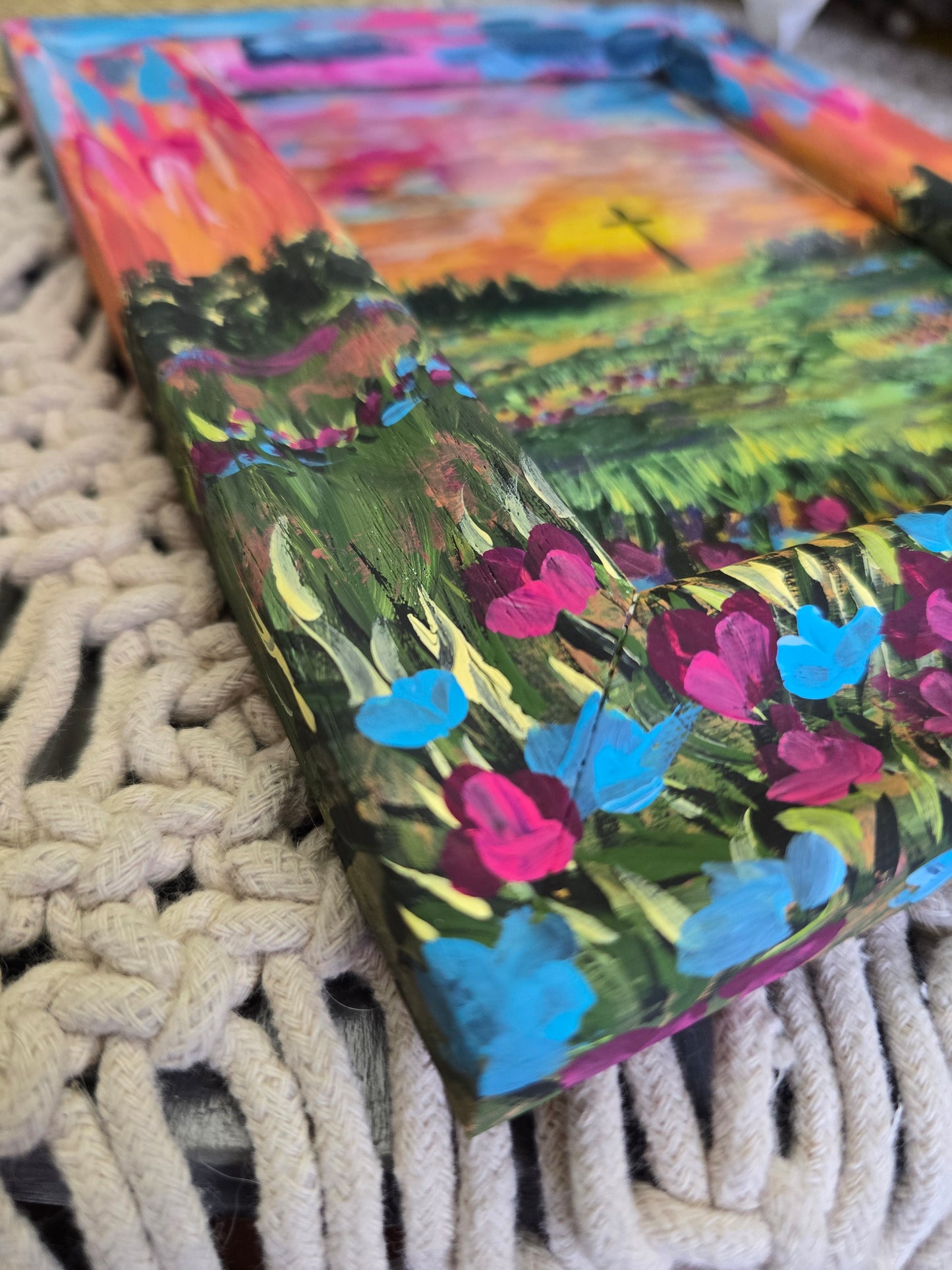 Follow Me. Art Print Inside Original Painted Wooden Frame.