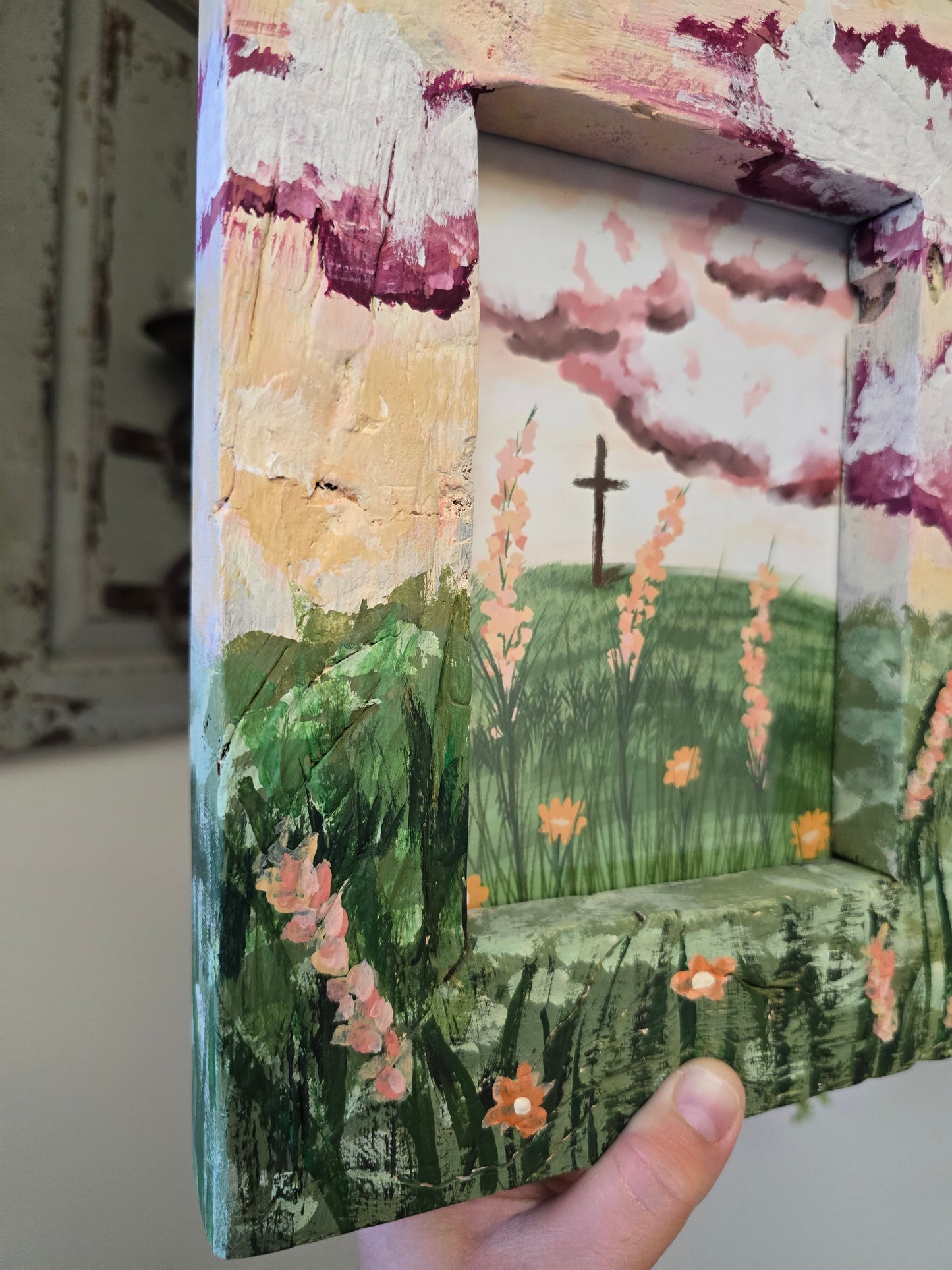 Consider The Wildflowers. Print Inside Original Painted Frame.
