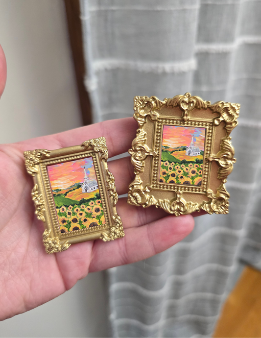 Custom Mini Golden Painted Framed, Textured Artwork Magnet. READ DESCRIPTION.