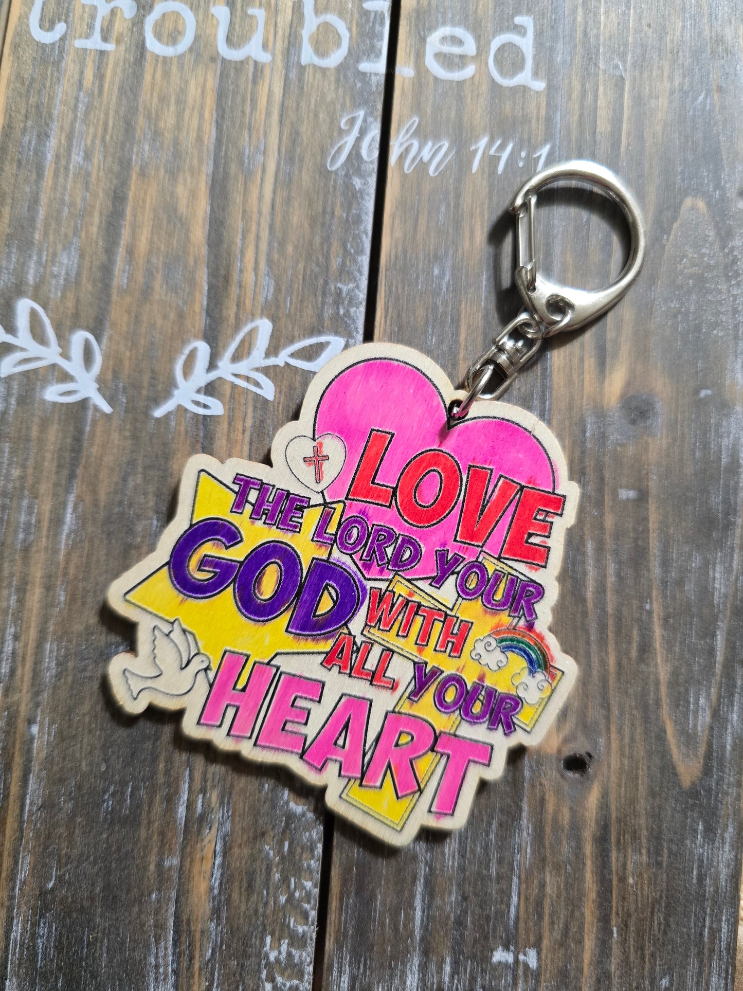 Love The Lord With All Your Heart Keychain. Hand Drawn By Brantley.