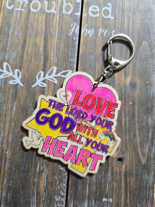 Love The Lord With All Your Heart Keychain. Hand Drawn By Brantley.
