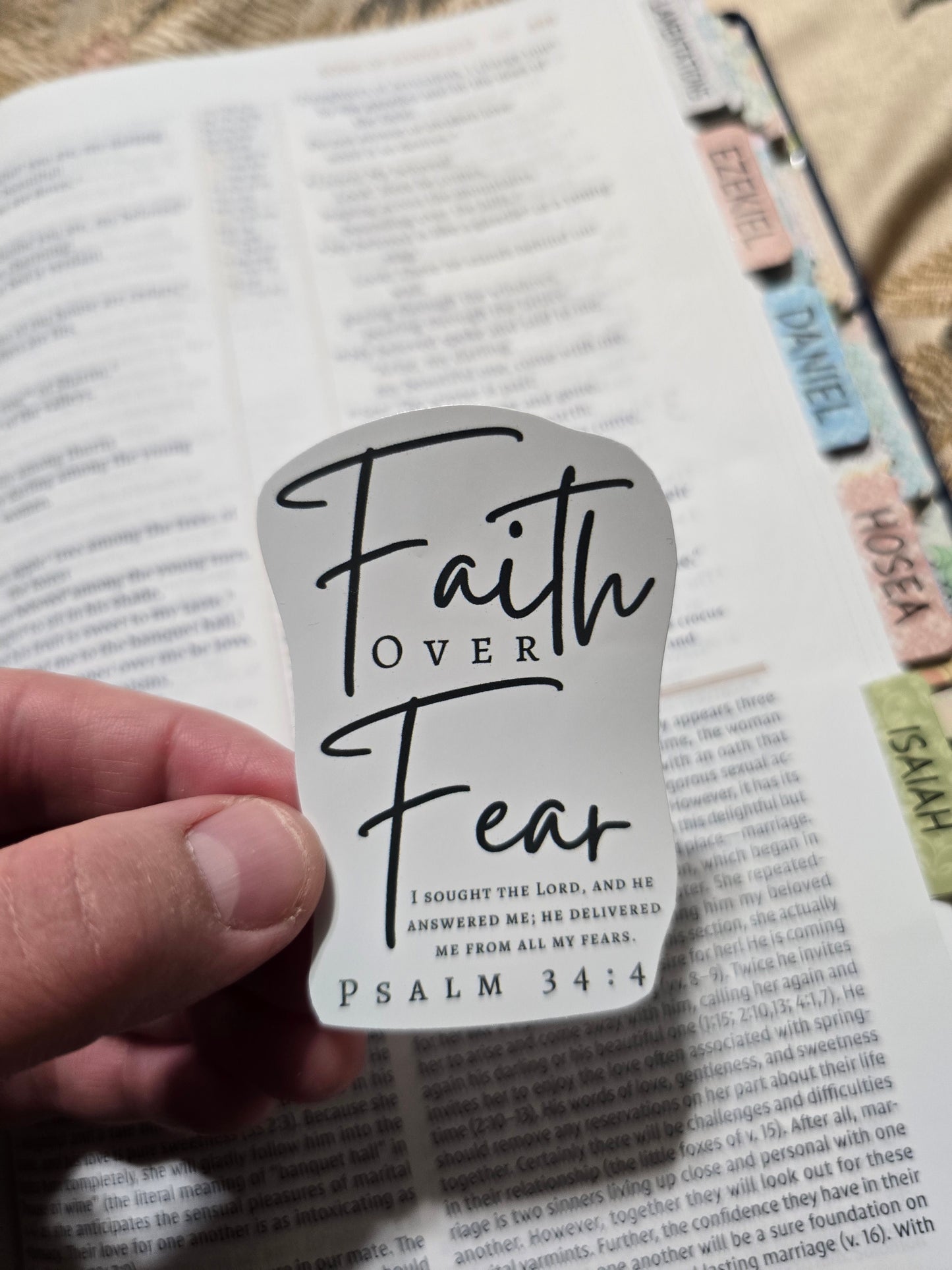 Faith Over Fear. Artwork Vinyl Waterproof Sticker.