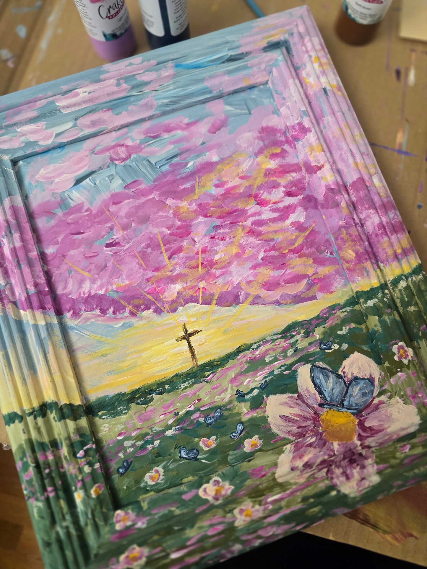 11x14in. He Will Wipe Every Tear. Original Painted Canvas Artwork.