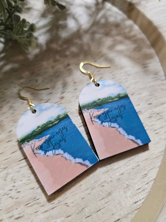 Keep Your Eyes On Jesus. Artwork Earrings.