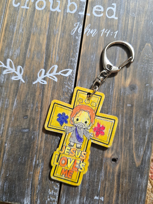 Jesus Loves Me Sparkle Keychain. Hand Drawn By Brantley.