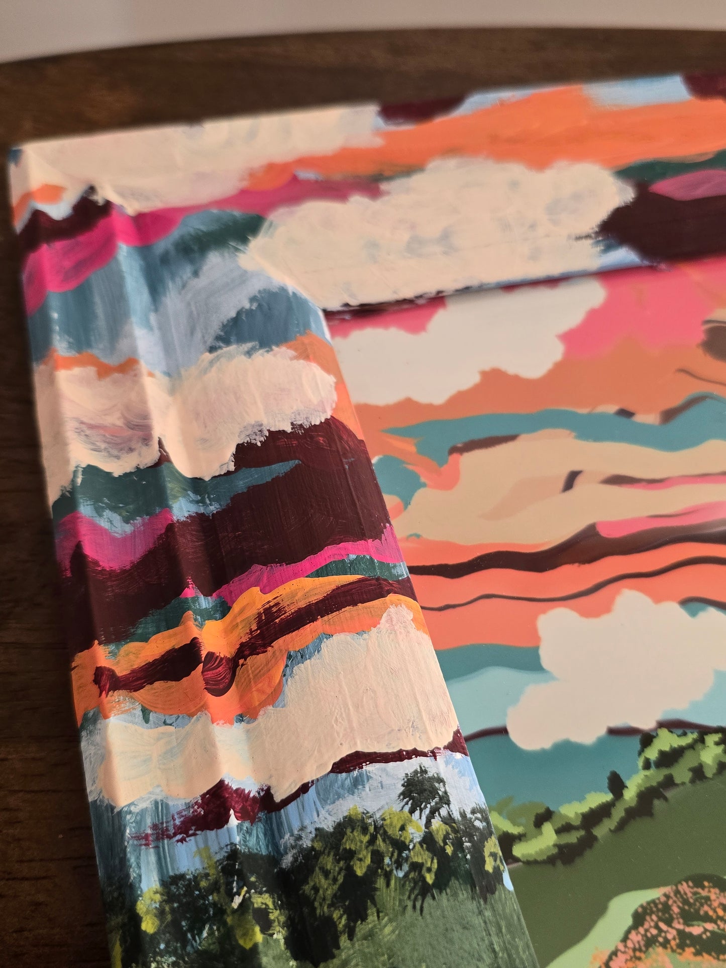 River of Blessings. Art Print Inside Original Painted Wooden Frame.