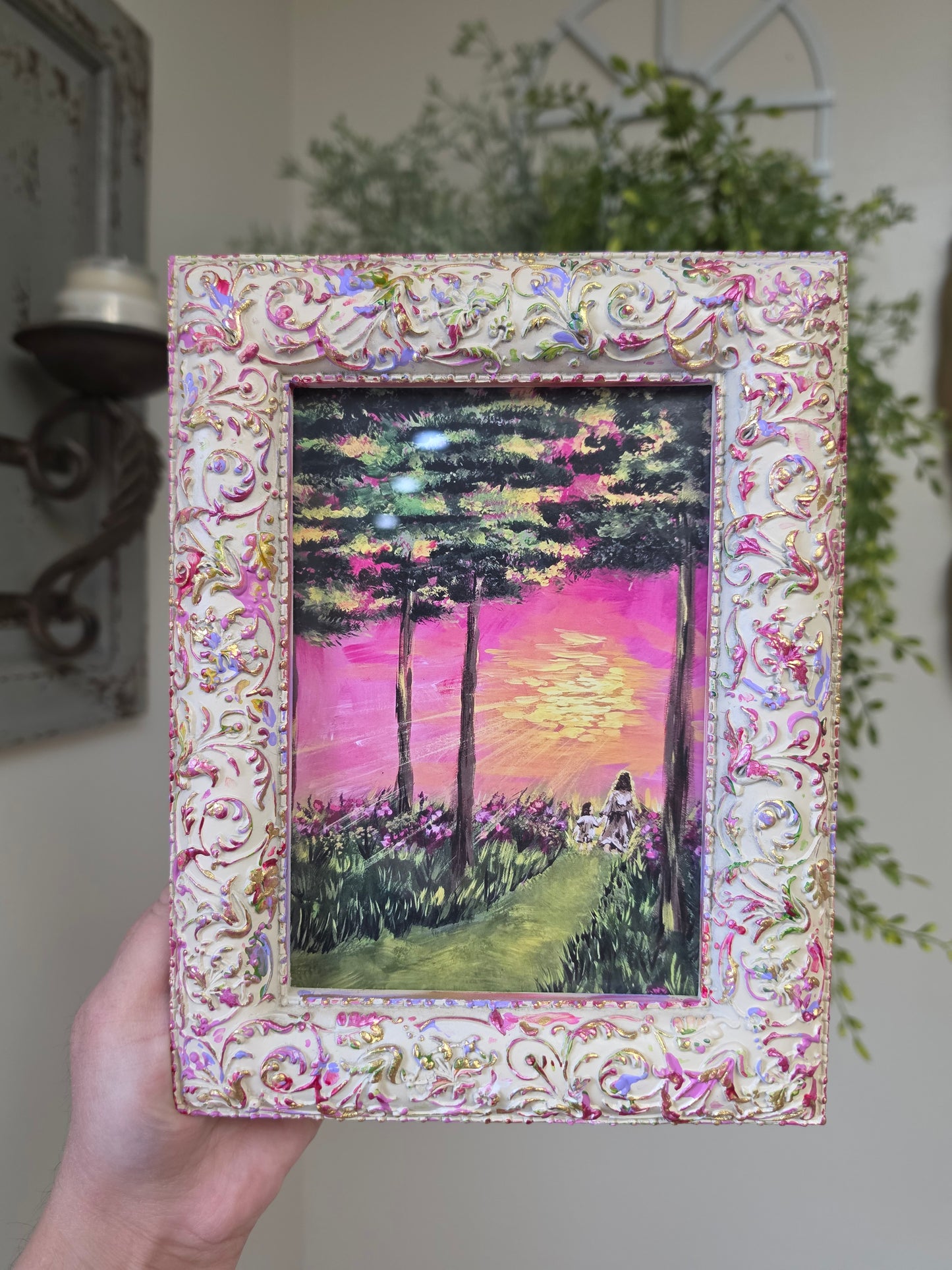 He Will Never Leave You. Print Inside Hand Painted Frame.