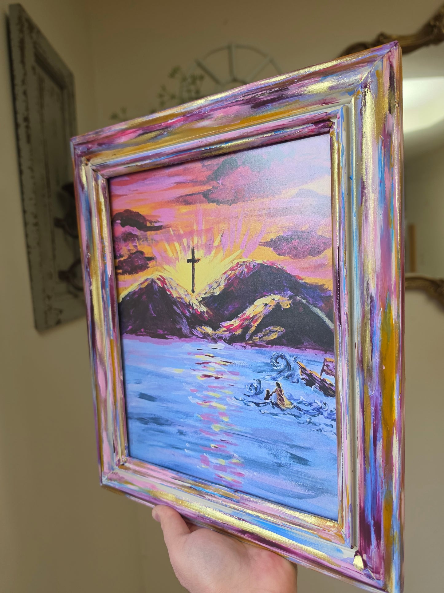 Don't Be Afraid. Print Inside Hand Painted Frame.