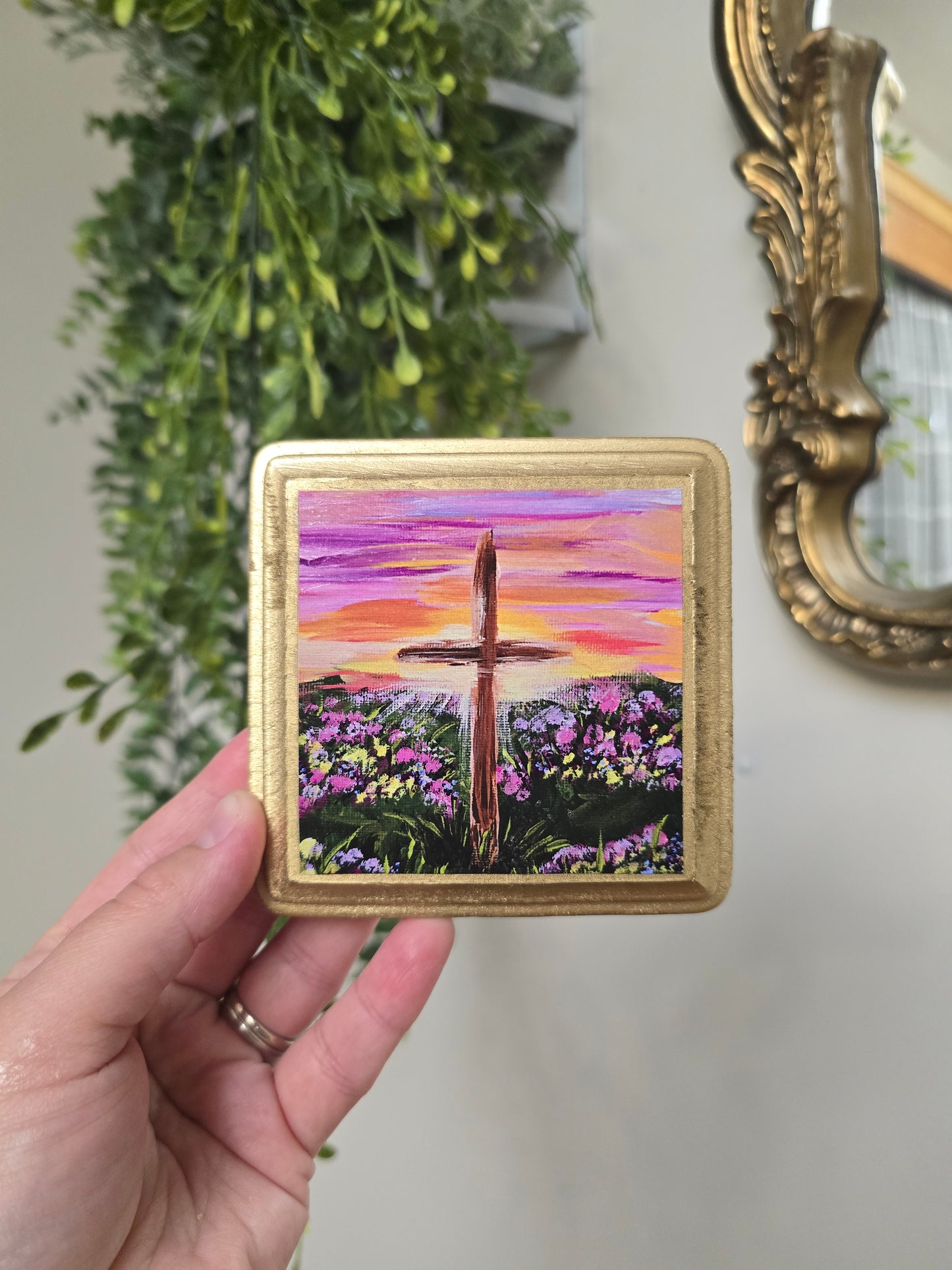 I Am The Living One. Mini Textured Art Print.
