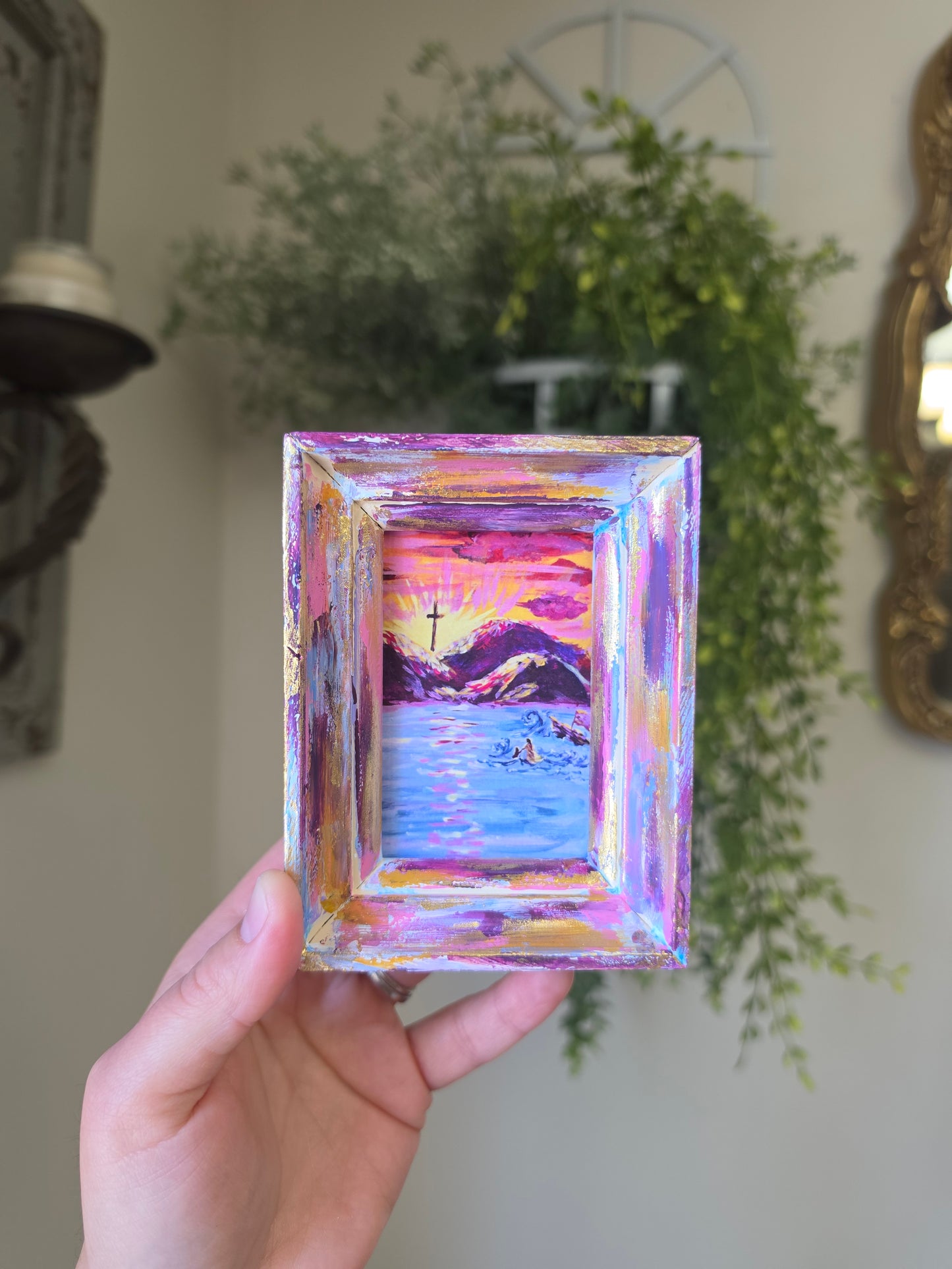Don't Be Afraid. Art Print Inside Mini Painted Wooden Frame.