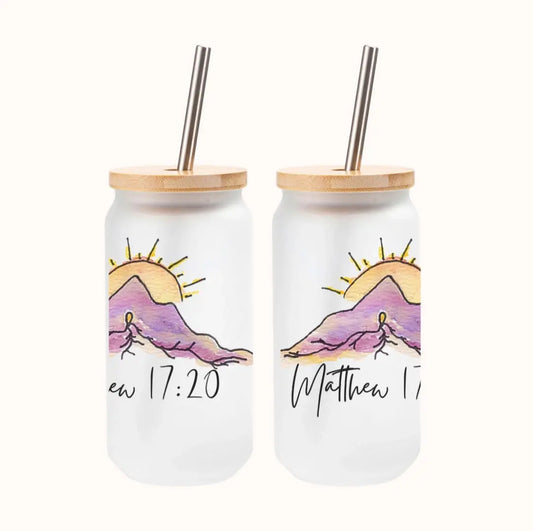Faith Like a Mustard Seed. 18oz Glass Can Tumbler.