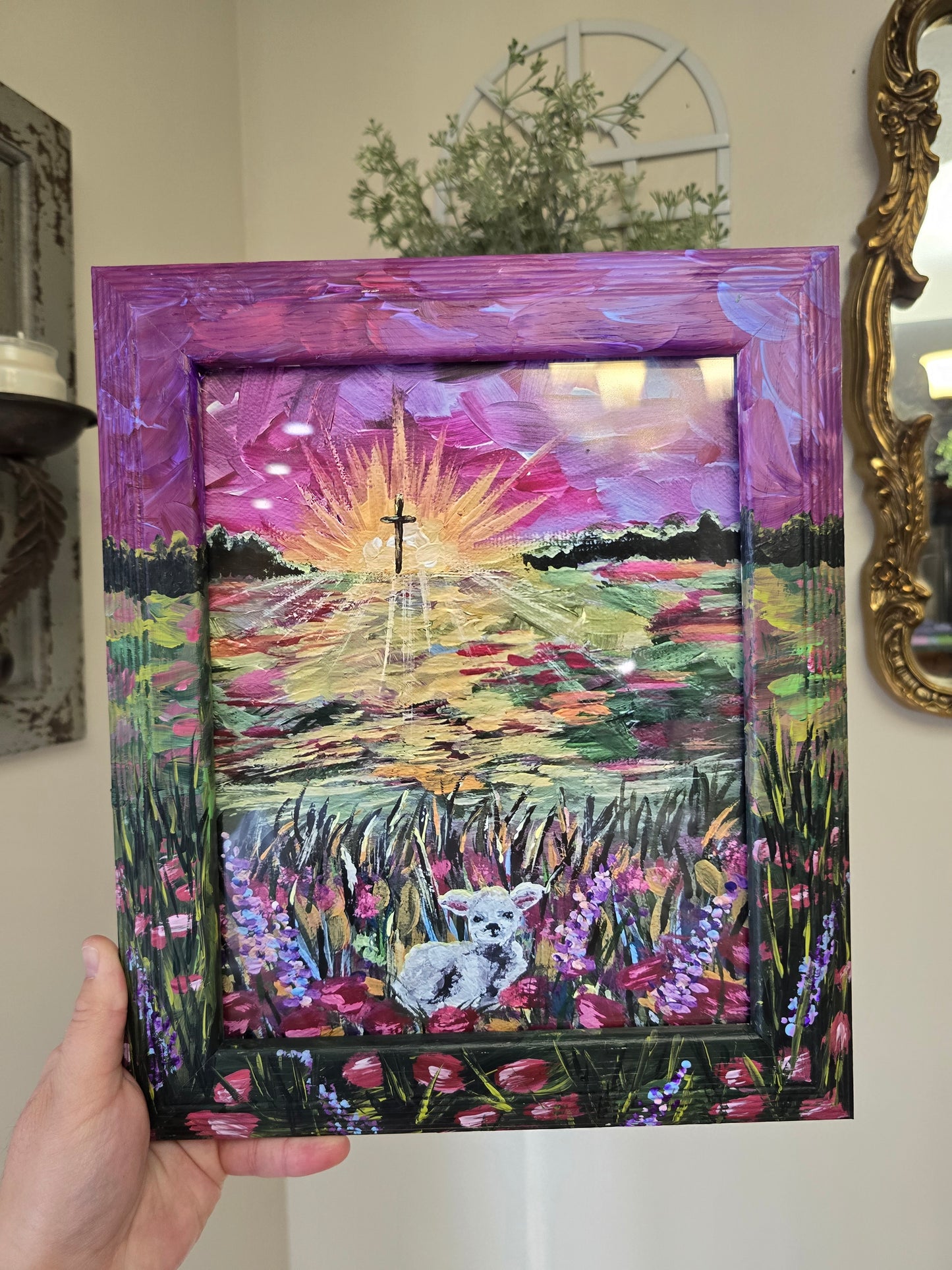 Washed With Pure Water. Print Inside Original Painted Wooden Frame.