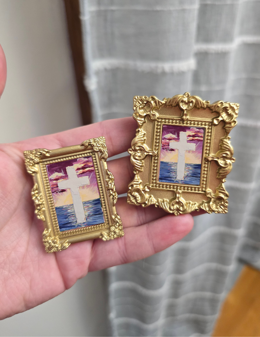 Mini Golden Painted Framed, Textured Artwork Magnet. READ DESCRIPTION.