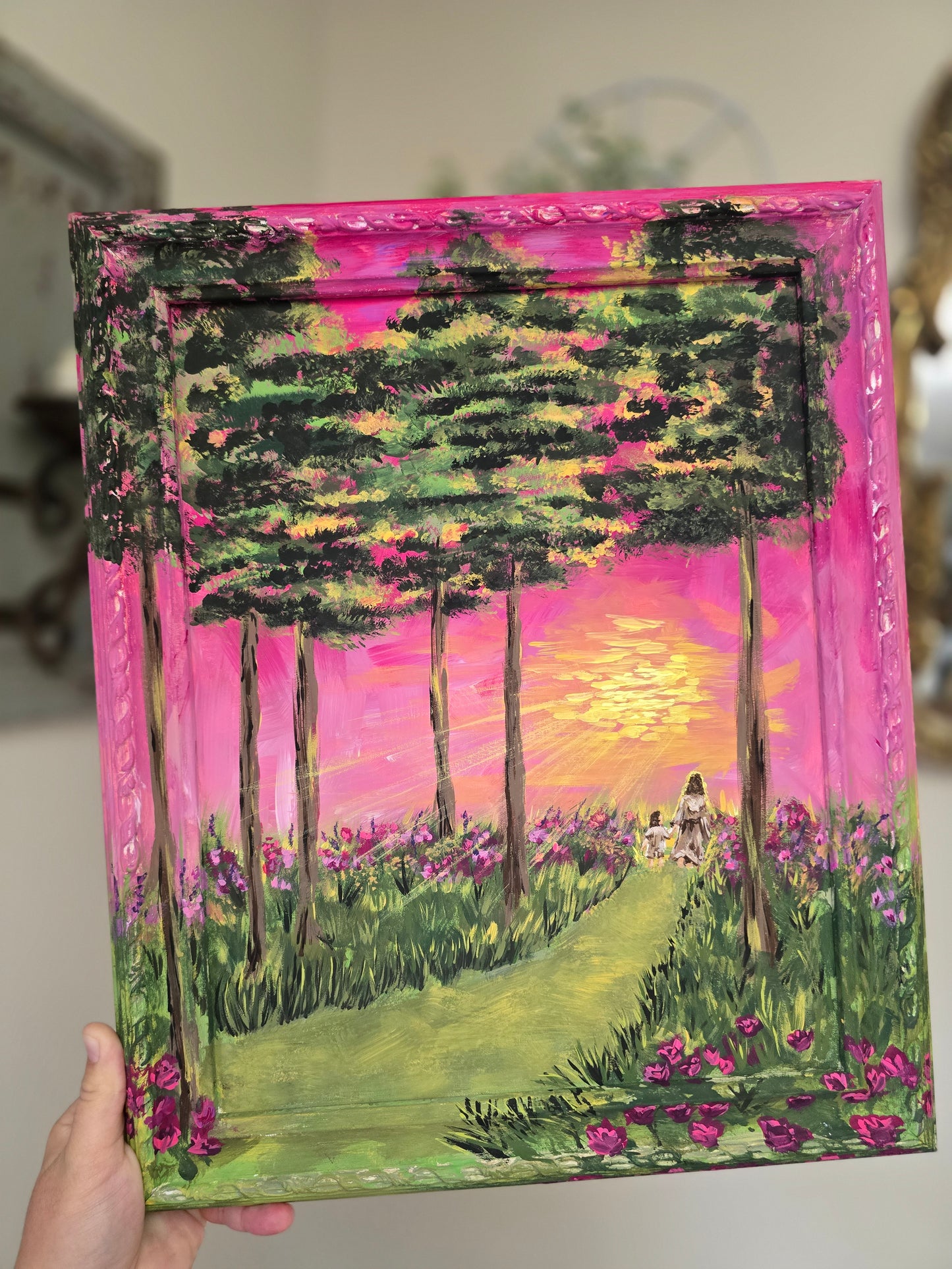 14x17in. He Will Never Leave You. Original Painted Canvas Artwork.