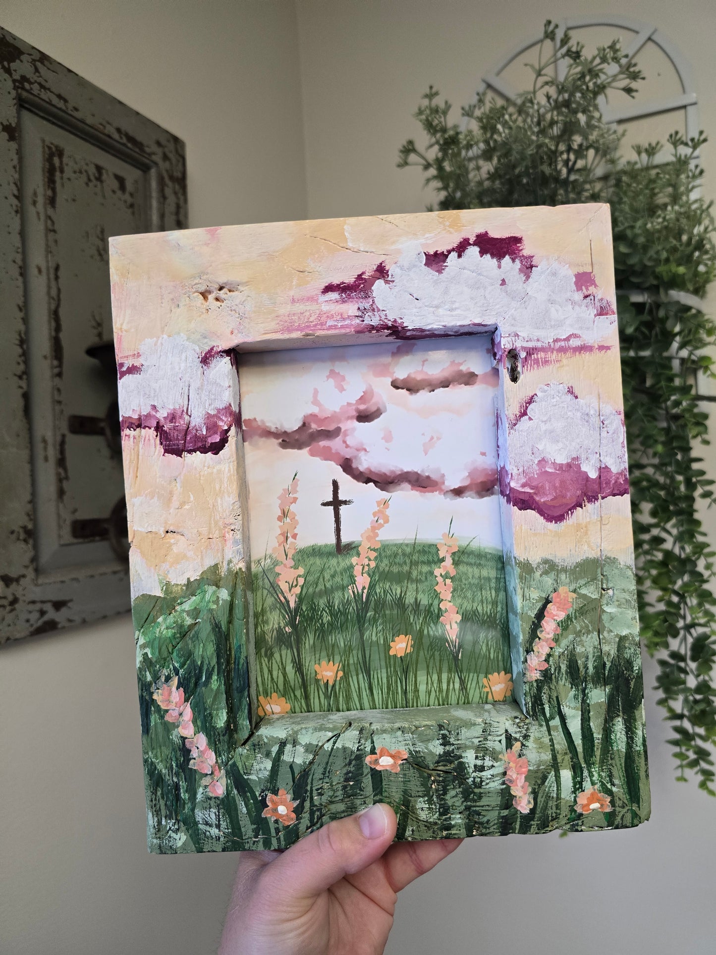 Consider The Wildflowers. Print Inside Original Painted Frame.