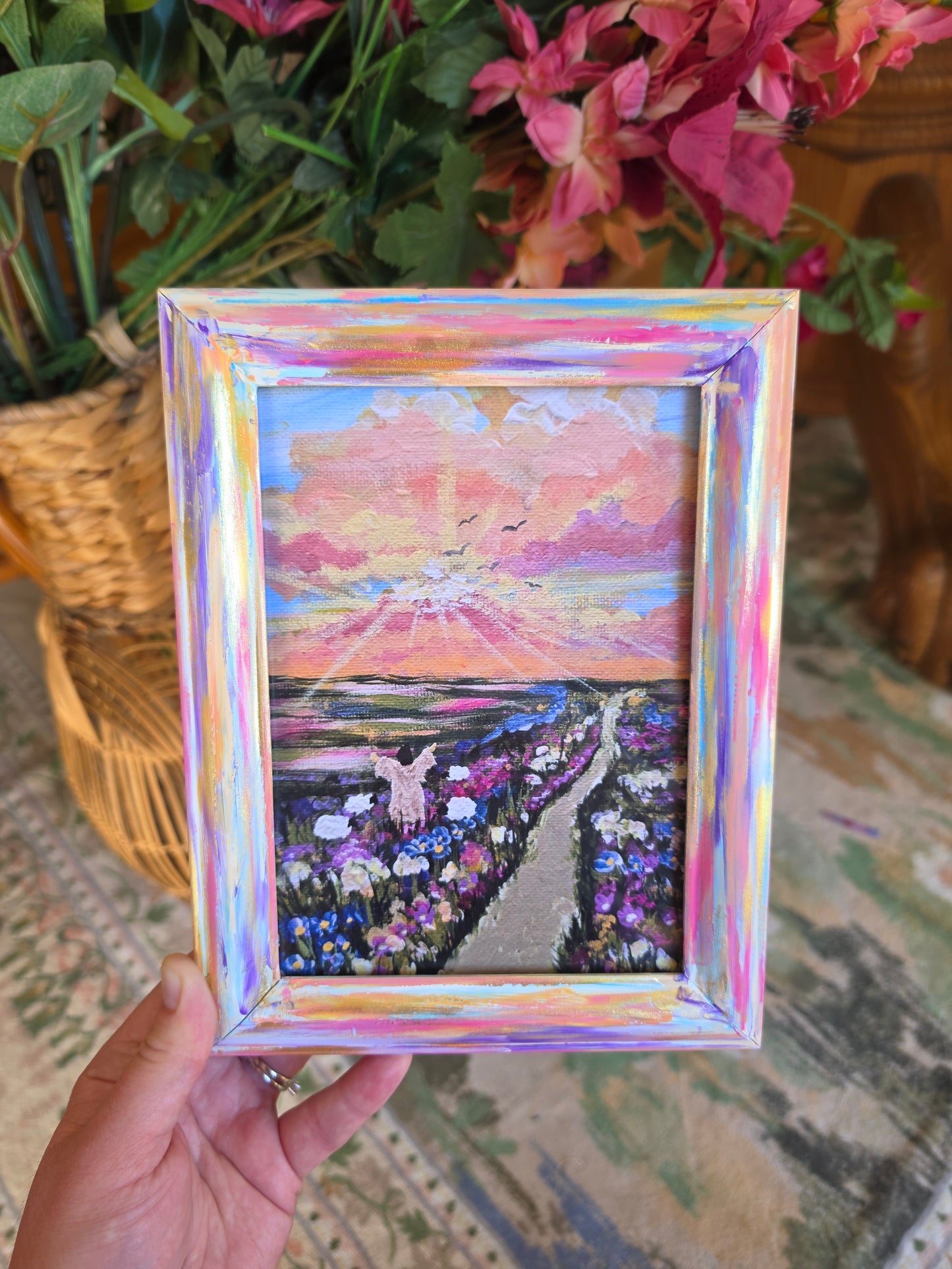 Set Your Mind On Things Above. Print Inside Hand Painted Frame.