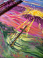 Sunrays Beaming Through The Clouds. Original Artwork. Panel Canvas In Painted Wooden Frame.