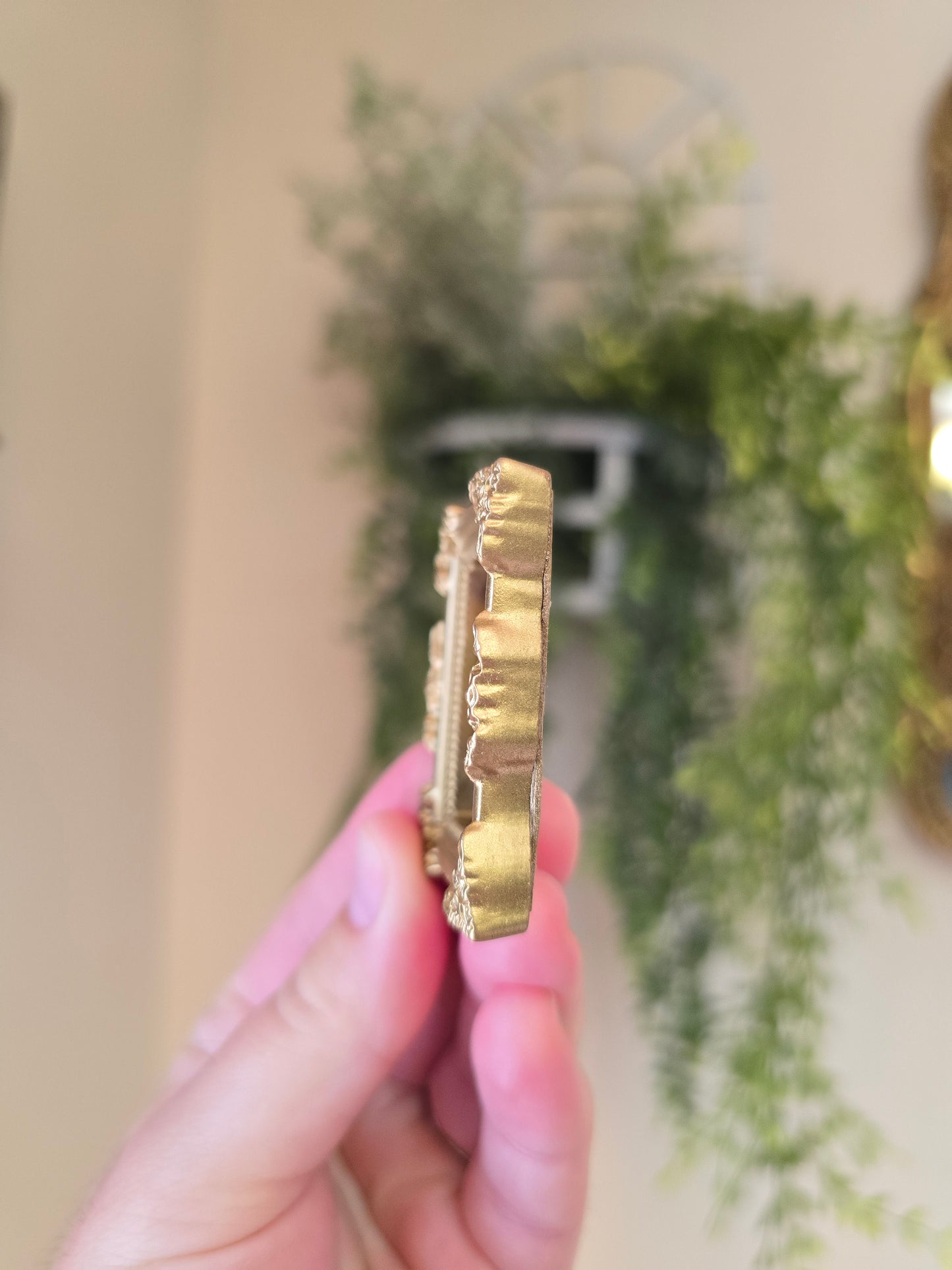 Mini Golden Painted Framed, Textured Artwork Magnet.