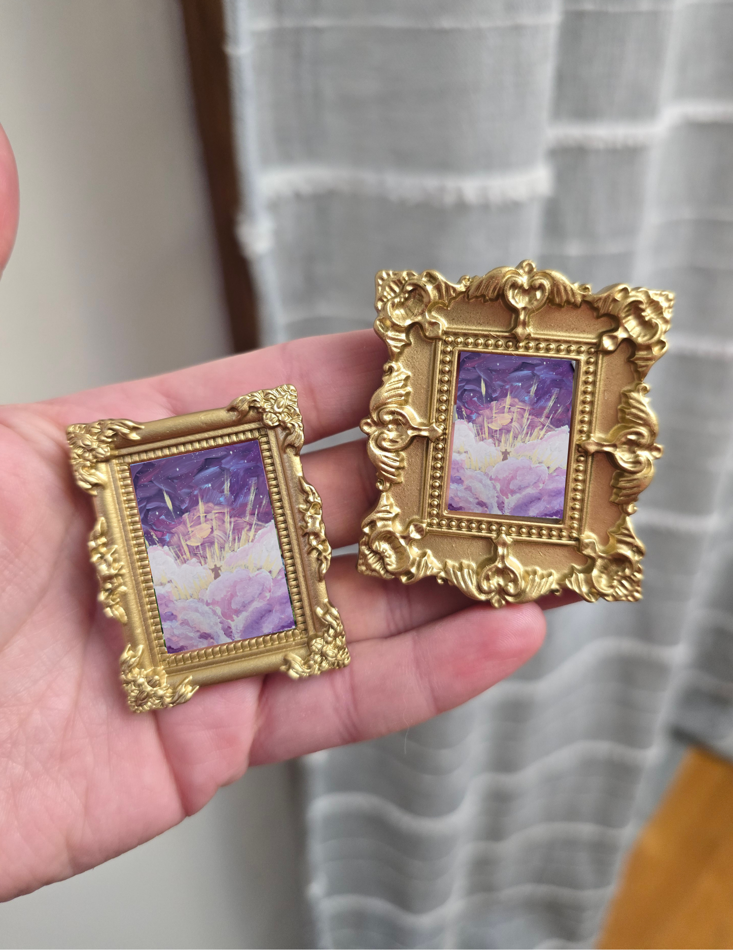 Mini Golden Painted Framed, Textured Artwork Magnet. READ DESCRIPTION.